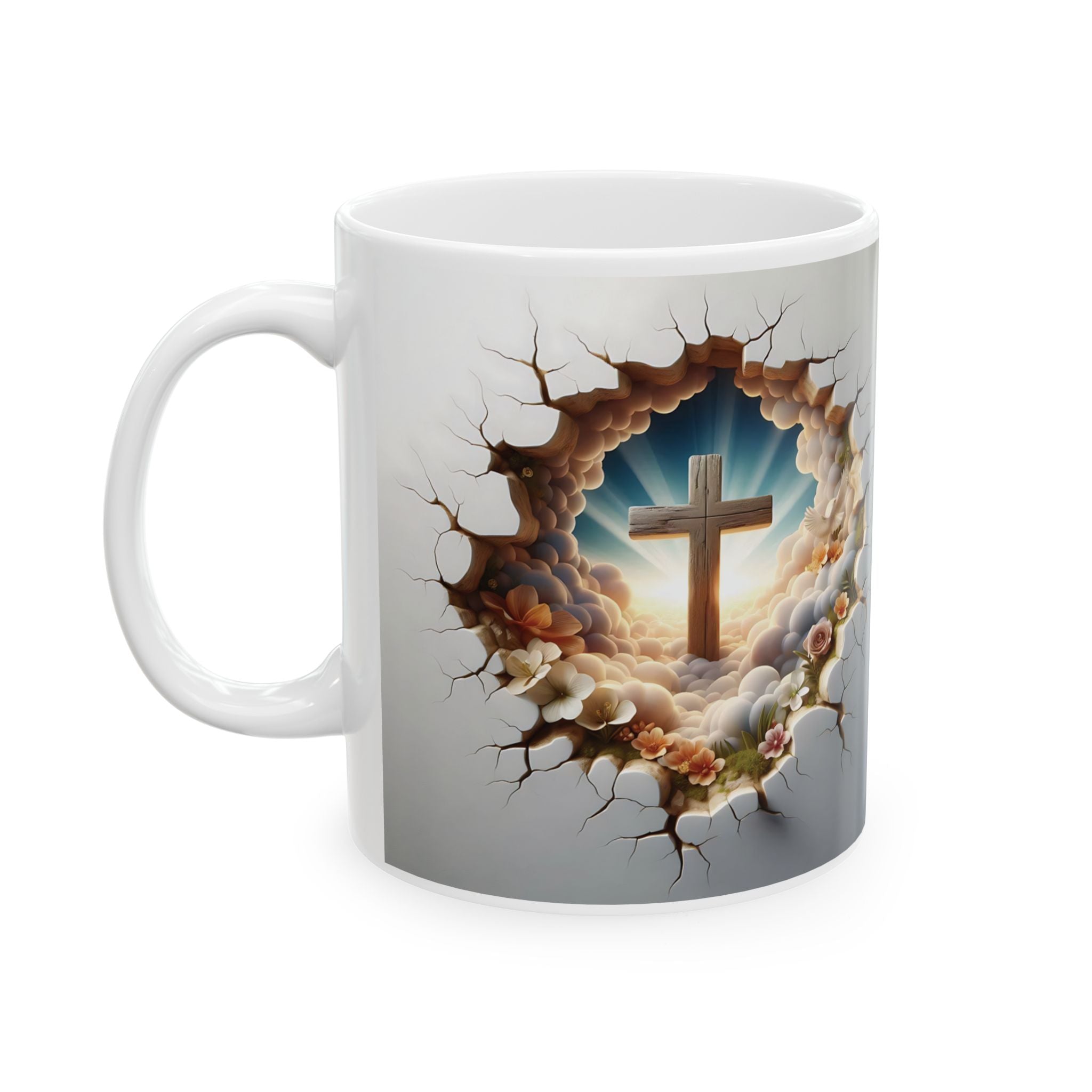 3D Cross Illusion Ceramic Mug – Elevate Your Sip with Spiritual Style, Available in 11oz & 15oz, Ideal for Coffee, Tea, or Hot Chocolate Moments That Inspire - MRSBYVALLE