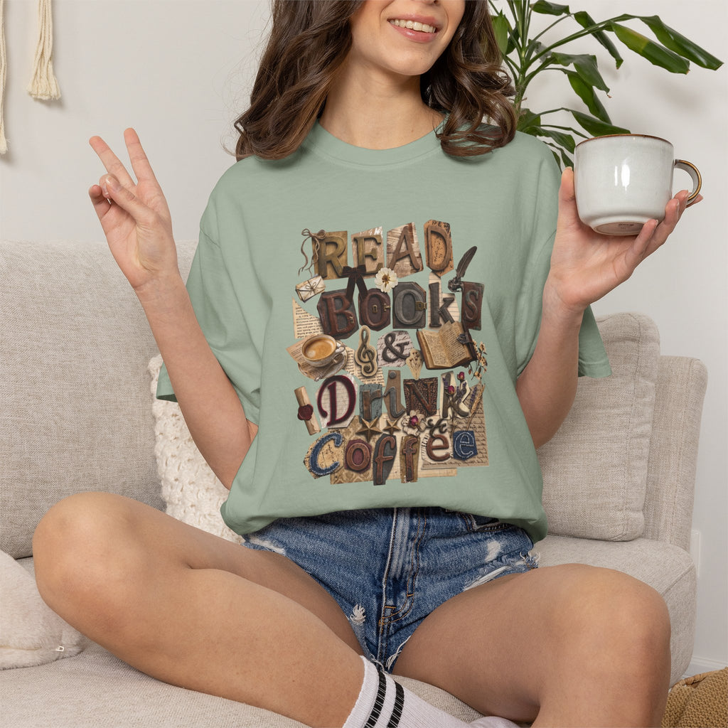 Read Books Drink Coffee T-Shirt | Book Lover Shirt | Coffee Lover Gift | Reader Tee | Bibliophile Shirt | Cozy Reading Aesthetic