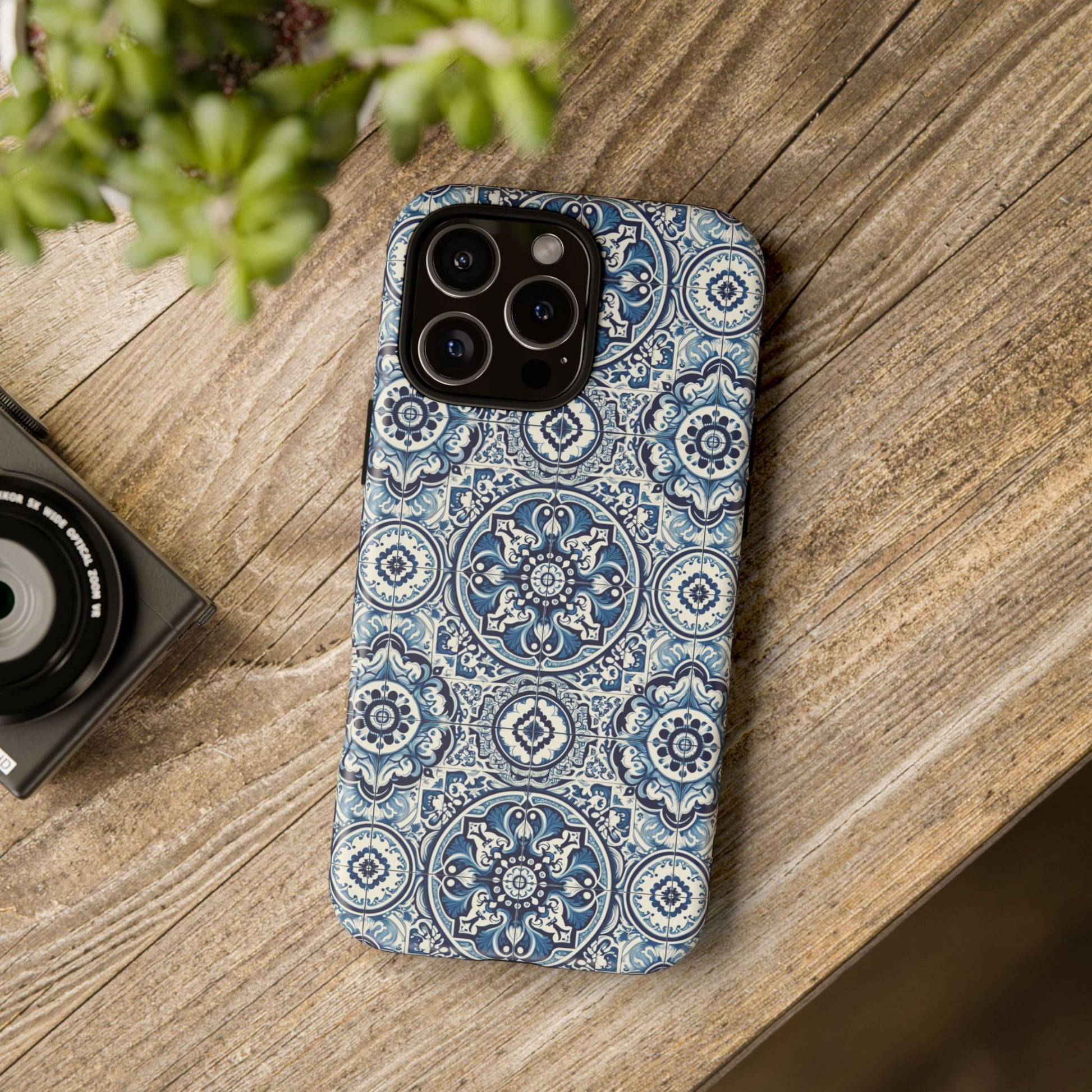 Azulejo Tile Phone Case Elegant Mediterranean Blue Porcelain Design iPhone 17, 16, 15, Samsung iPhone Samsung Accessory Gift for Her