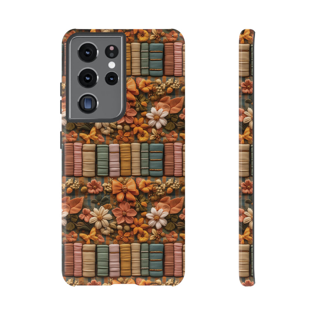 3D Illusion Boho Floral and Books Phone Case Gift for Her Phone 15, Samsung iPhone Samsung Gift for Her Case iPhone 15, Samsung iPhone Samsung Accessory Gift for Her
