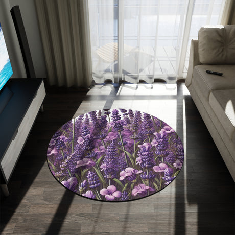 Lavender Bright Housewarming Round Rug - Modern 3D Illusion Abstract Design, 60x60 Inches - Perfect for Bedroom & Living Room Decor, Adds Vibrant Style and Comfort to Any Space