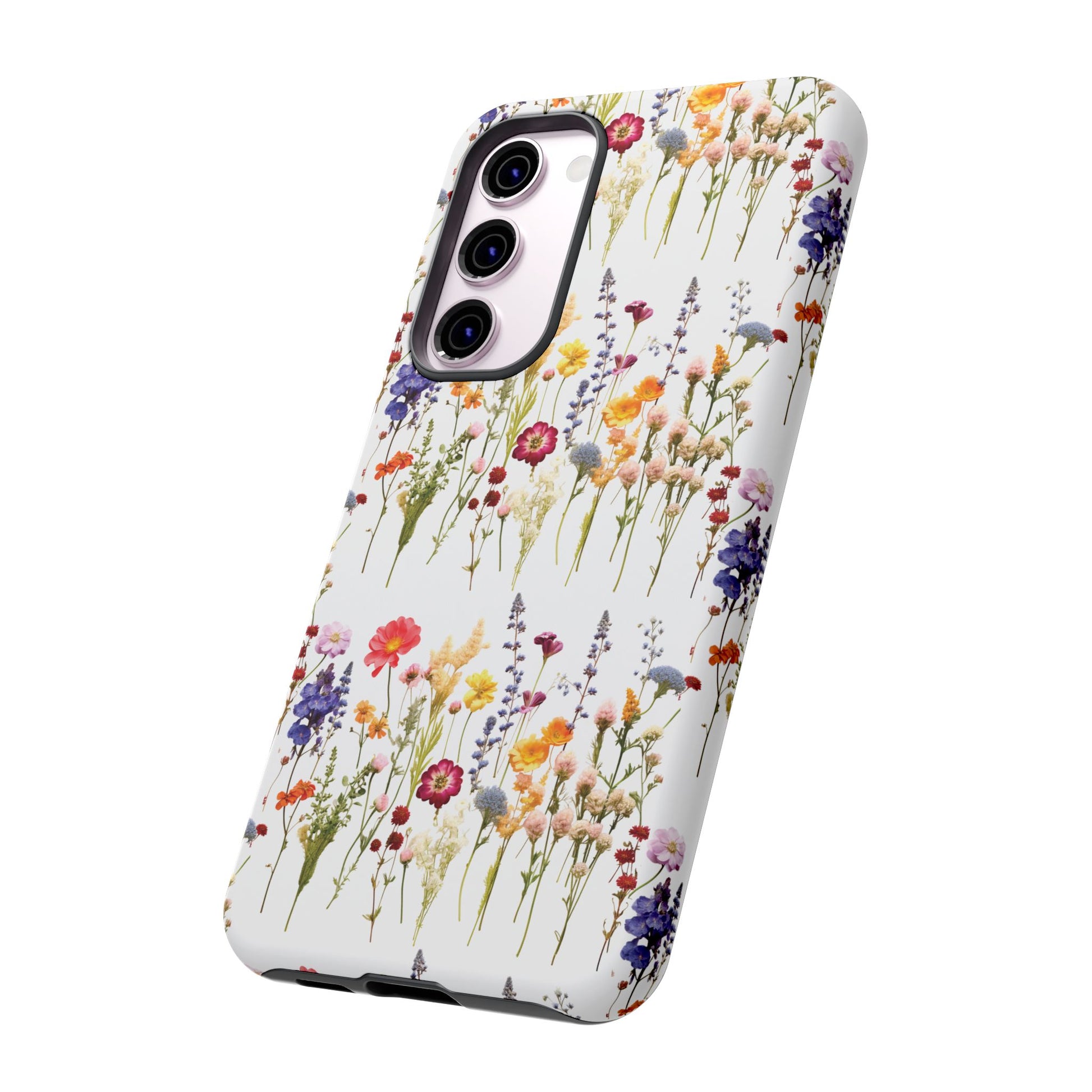 White Best Phone Case Press Flowers Floral 3D Illusion Luxury Tough Case Floral Elegant Durable Stylish for Modern Devices iPhone 17, 16, 15, Samsung iPhone Samsung Accessory Gift for Her