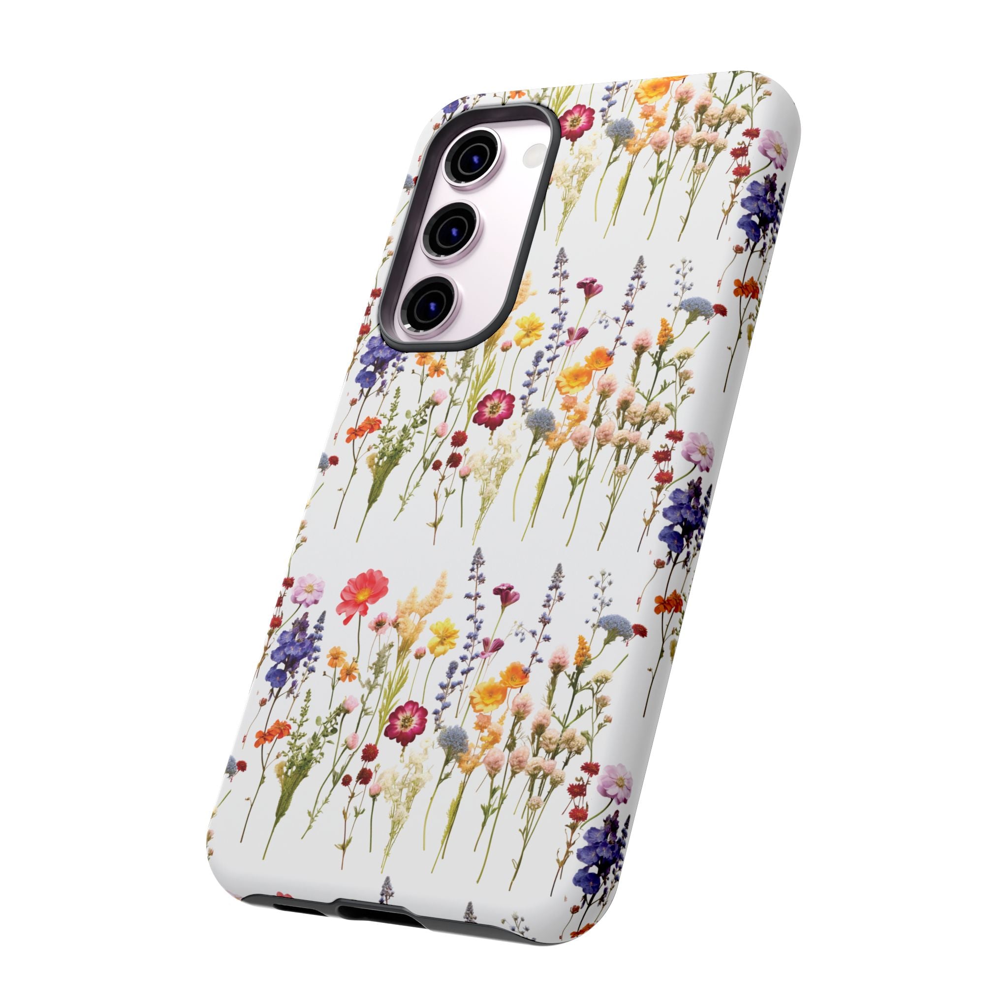 White Best Phone Case Press Flowers Floral 3D Illusion Luxury Tough Case Floral Elegant Durable Stylish for Modern Devices iPhone 17, 16, 15, Samsung iPhone Samsung Accessory Gift for Her