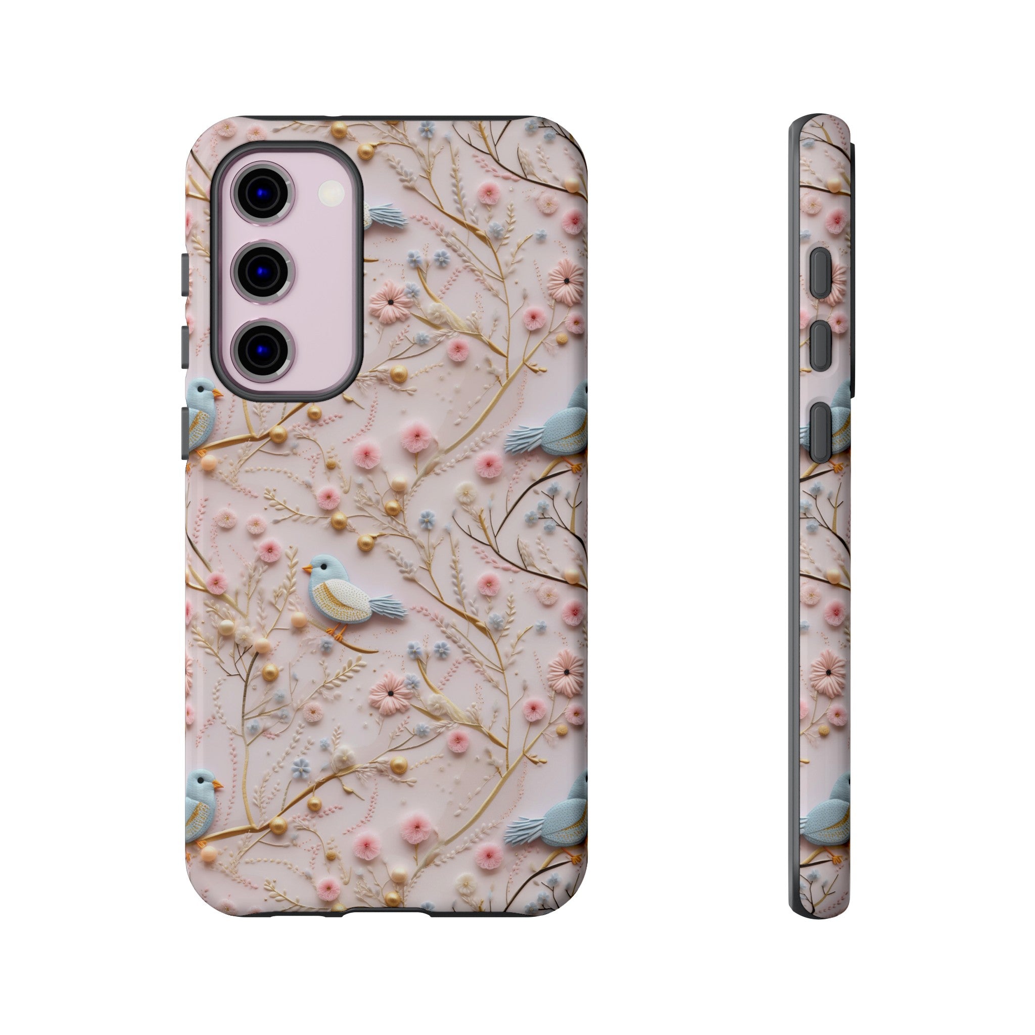 3D Birds Elegant Faux Flowers Phone Case Stylish & Durable for iPhone Samsung Gift iPhone 15, 14, 13 Samsung Pixel Gift for Mom Accessory Gift for Her