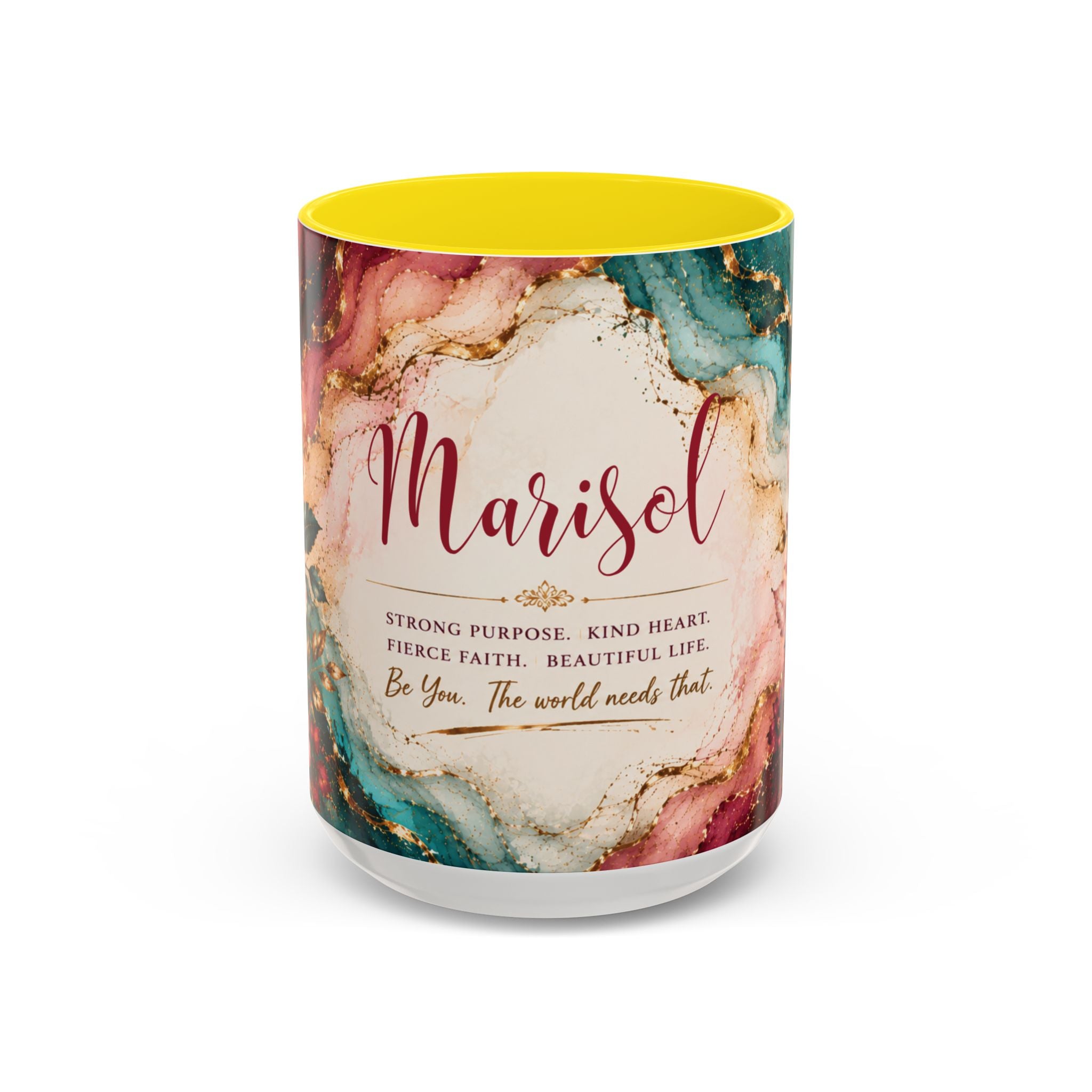 Personalized Name Mug for Women, Inspirational Color Handle Coffee Mug, 11 oz or 15 oz Gift for Her