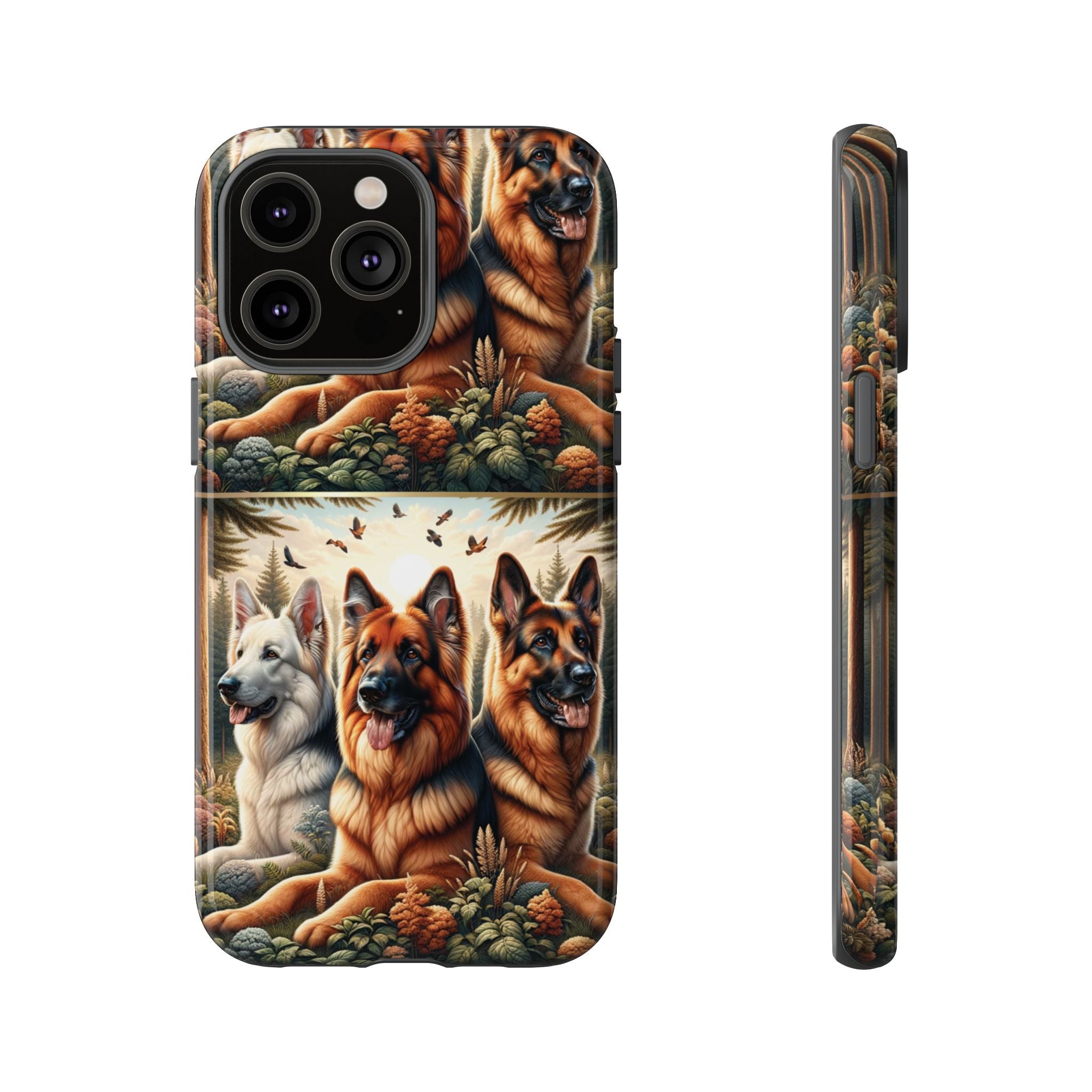 German Shepherd Phone Tough Case Floral Elegant Durable Dog Lover Devices iPhone 15, Samsung iPhone Samsung Accessory Gift for Her