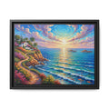 Toile imprimée florale océanique | Décoration murale colorée et lumineuse de paysage marin, œuvre d'art de bureau encadrée et mate
