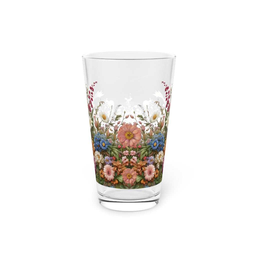 New House Floral Watercolor 16oz Pint Glass Delicate Blooms for Refreshing Sips Art Gifts, Party Drinkware, Cocktail Glass Housewarming Perfect Gift Party Drinkware, Cocktail, Wedding Perfect for Parties.