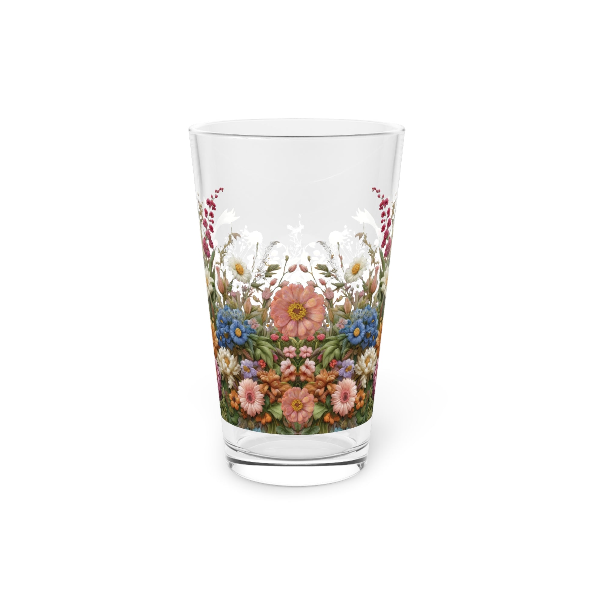 New House Floral Watercolor 16oz Pint Glass Delicate Blooms for Refreshing Sips Art Gifts, Party Drinkware, Cocktail Glass Housewarming Perfect Gift Party Drinkware, Cocktail, Wedding Perfect for Parties.