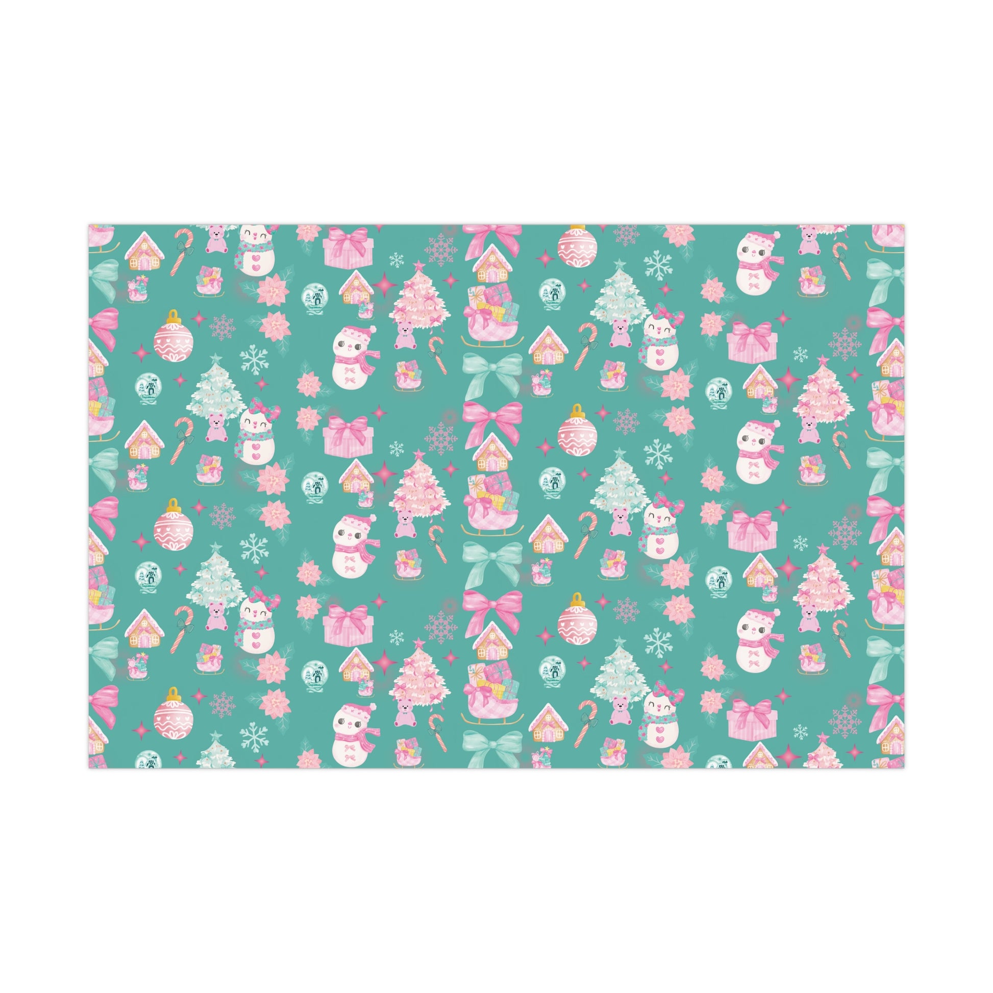 Glam Christmas Wrapping Paper  Pink Turquoise Holiday Gift Wrap, Festive Fun Design for Stylish Presents, 3 Size Options Available Gift Mom