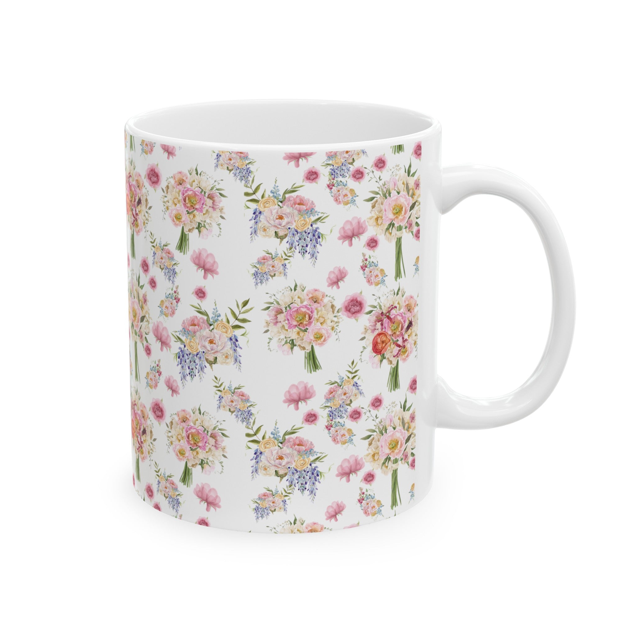 Pastel Wildflower Coffee Ceramic Mugs Perfect for Your Morning Brew | 11 oz & 15 oz Sizes Floral Mug for Tea, Cocoa, and More Unique Bohemian Design Gift for Nature Lovers - MRSBYVALLE