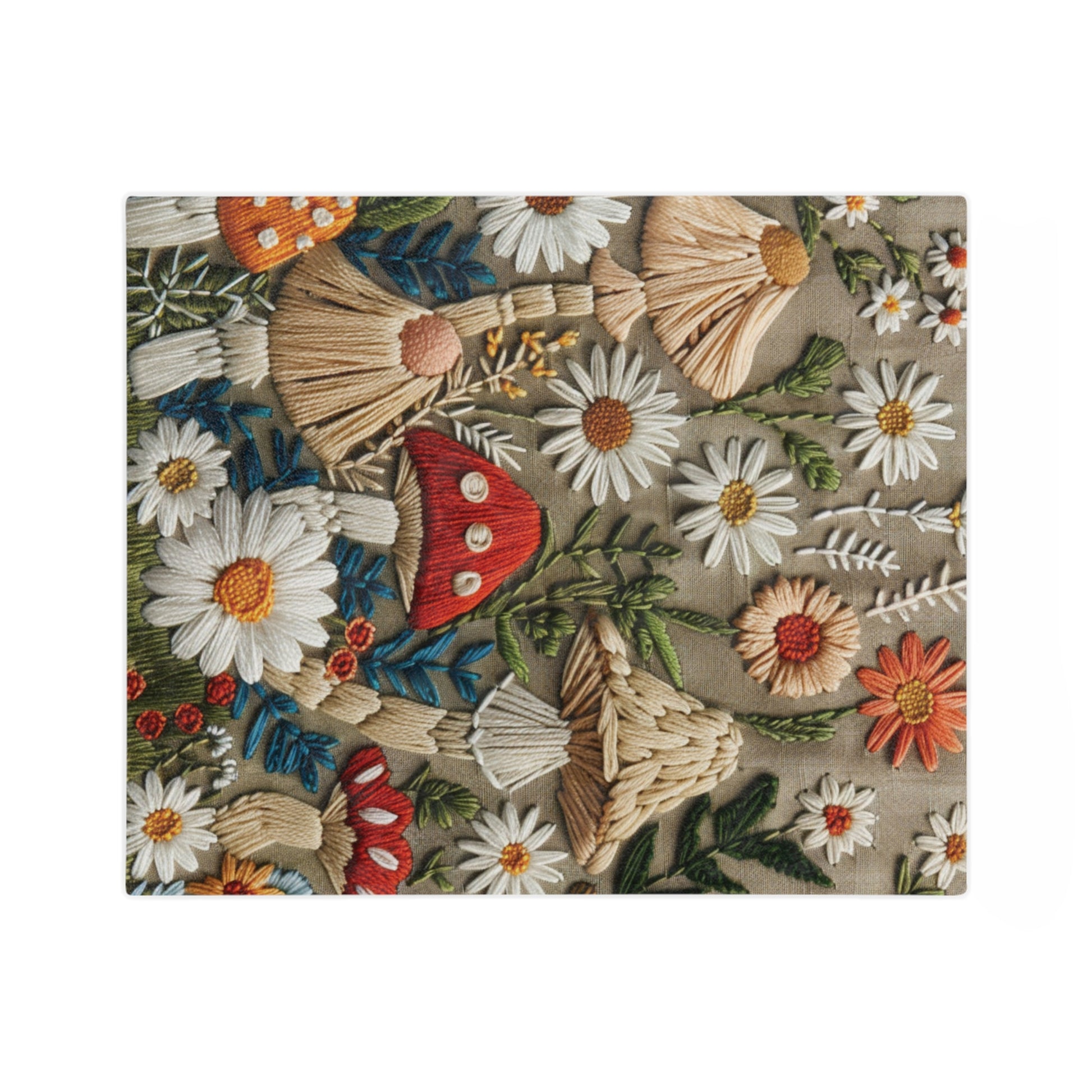 Mushroom Vintage floral Yellow Flower Throw Blanket – Cozy Soft Botanical Design for Bed, Couch, or Reading Nook, Perfect Gift for Nature Lovers & Home Refresh