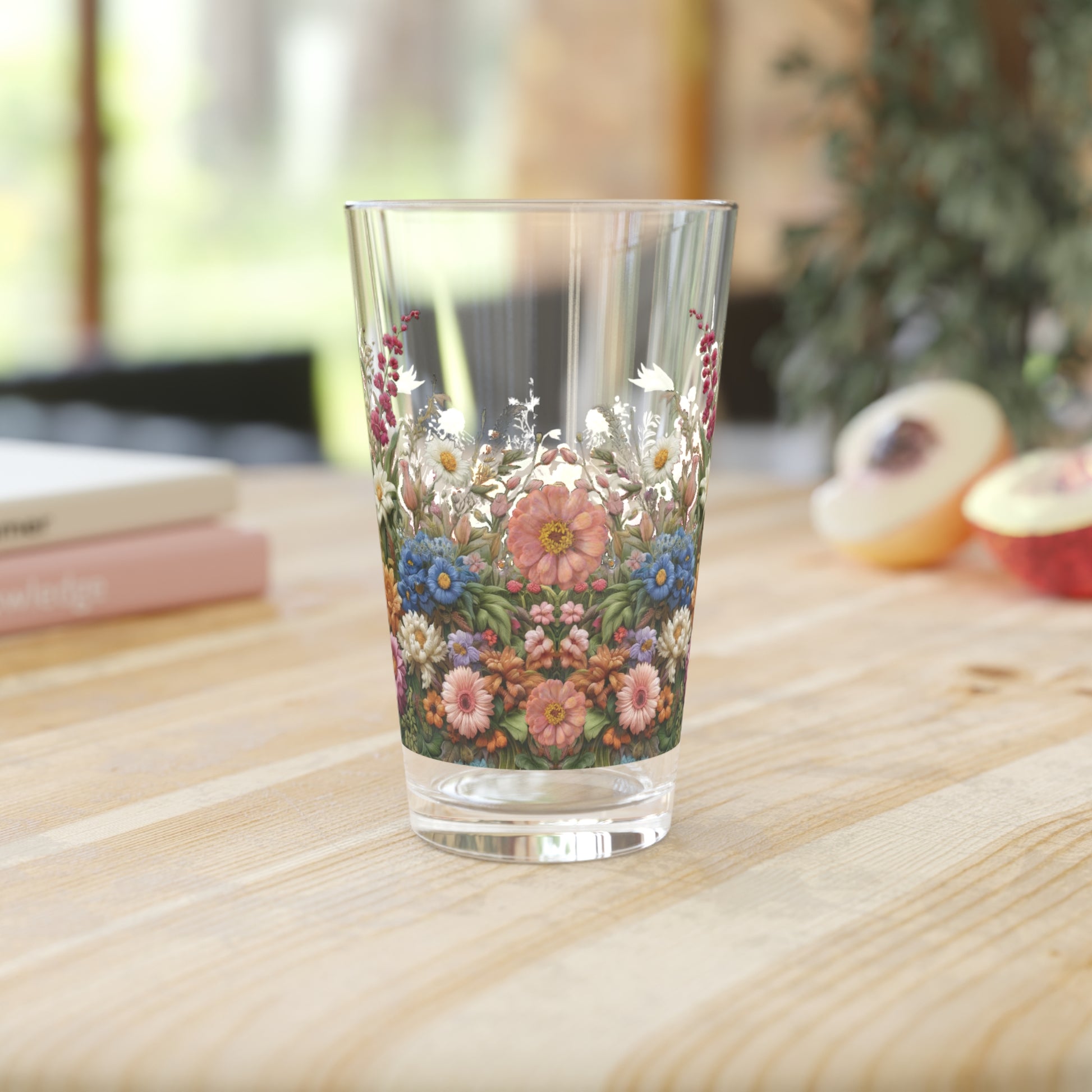 New House Floral Watercolor 16oz Pint Glass Delicate Blooms for Refreshing Sips Art Gifts, Party Drinkware, Cocktail Glass Housewarming Perfect Gift Party Drinkware, Cocktail, Wedding Perfect for Parties.