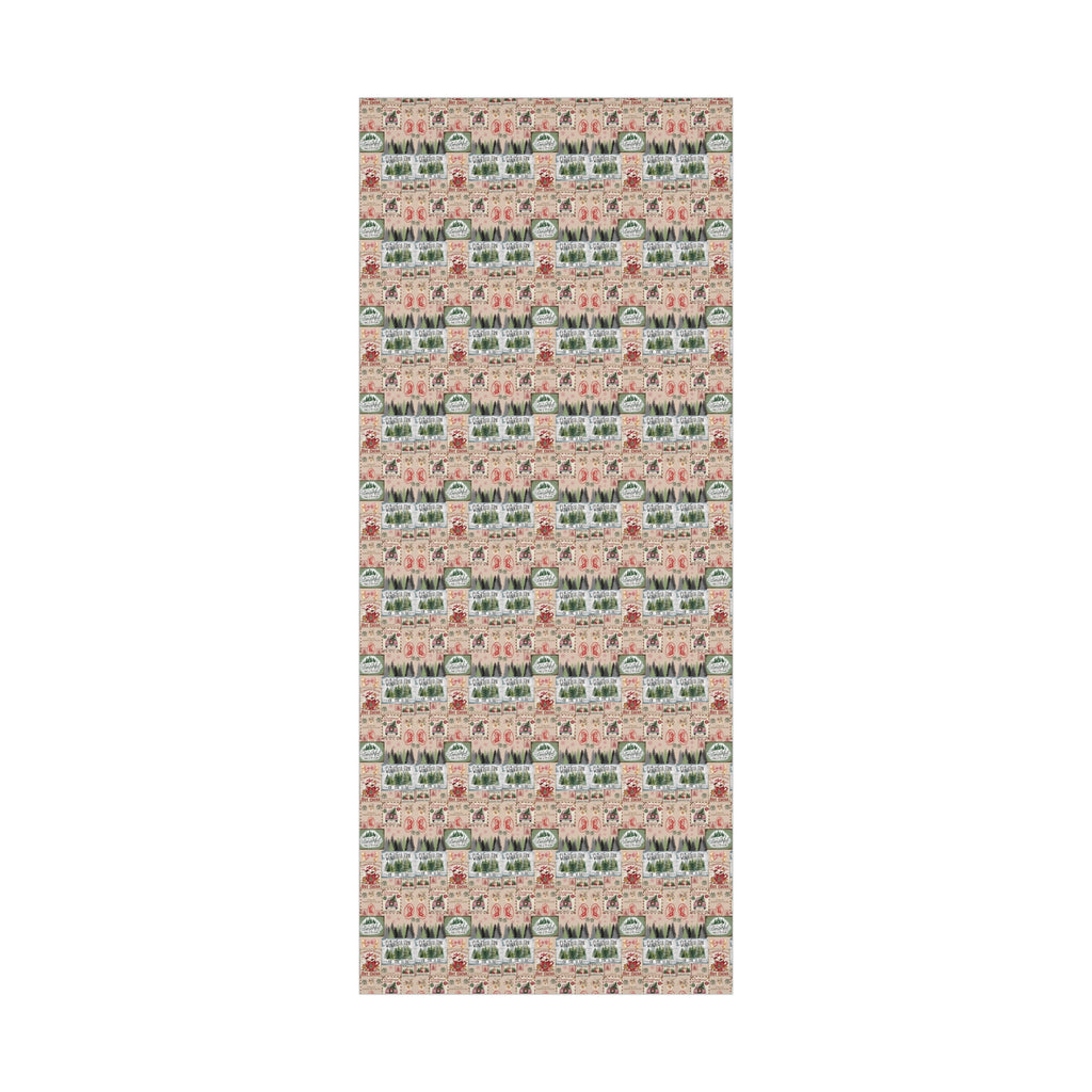 Christmas Wrapping Paper with Vintage Stamps Design  Perfect for Unique Holiday Gift Wrapping Premium Quality Gift Wrap for Luxurious Presentation - MRSBYVALLE