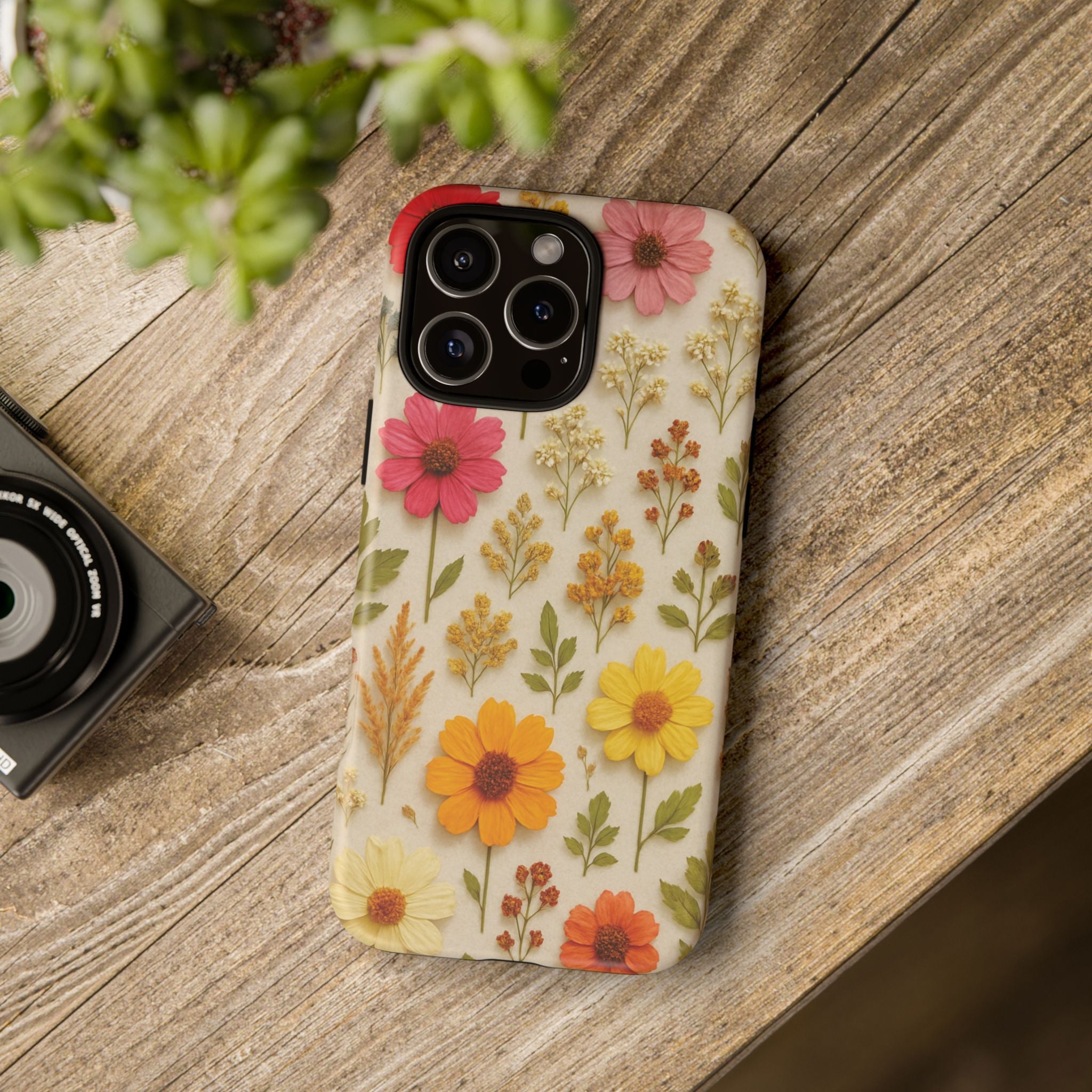 Dried Flowers Illusion Phone Case – Realistic Botanical Aesthetic, Colorful Pressed Floral Art, Trendy Nature-Inspired Protective Cover  iPhone & Samsung Models