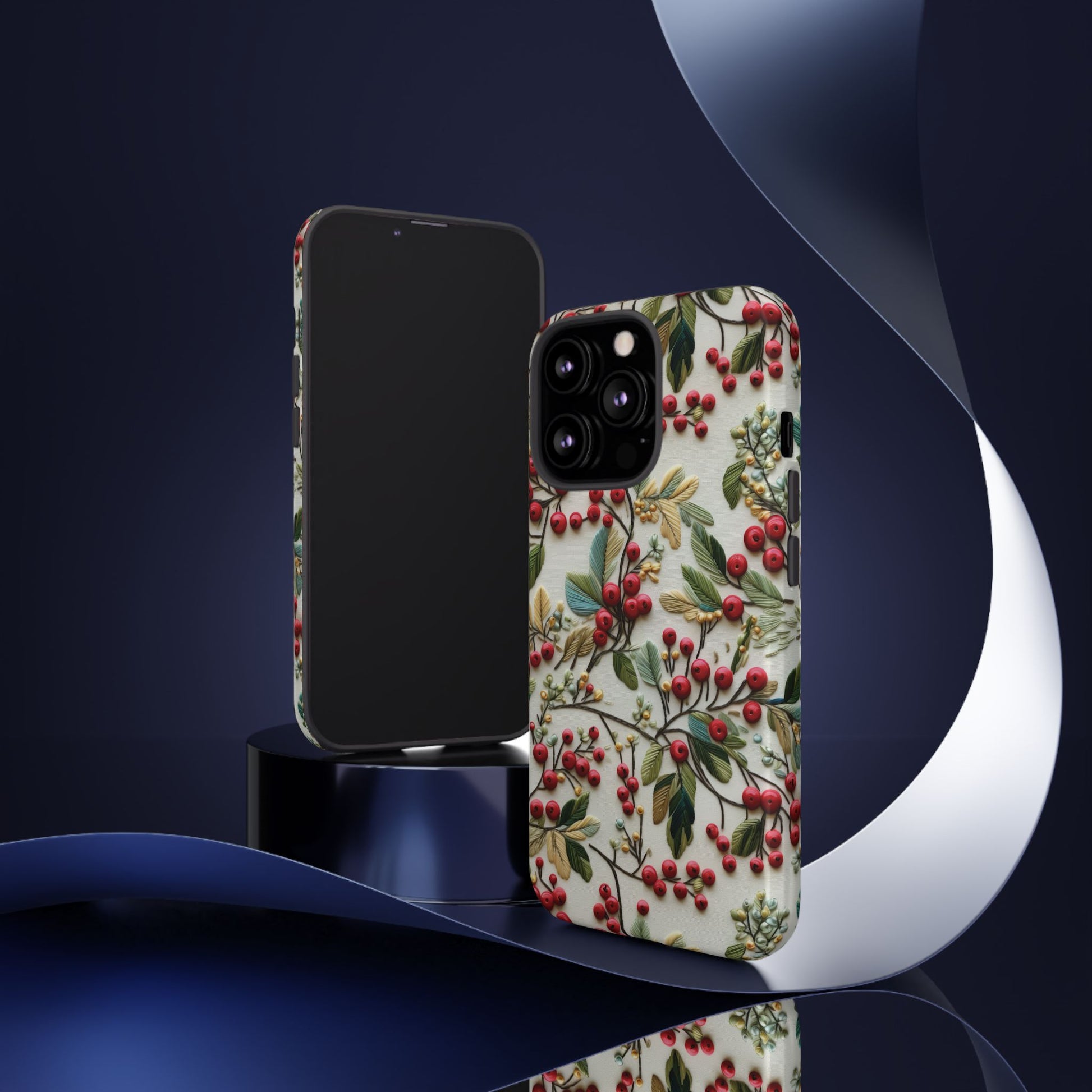 Holly Christmas Wildflowers Boho Chic Design Phone Case - Stylish, Protective Cover for All Models Gift for Mom Accessory Gift for Her