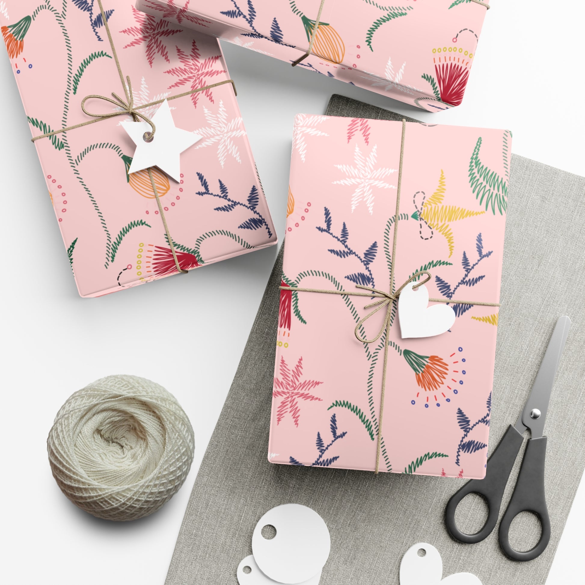 Pink Wildflowers Wrapping Paper Pink Bows Cherries Elegance Perfect for Gifts Weddings, Bridal Baby Showers All Occasion - MRSBYVALLE