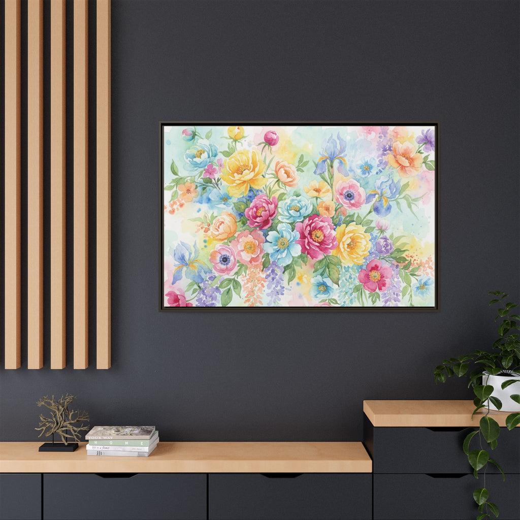 Toile Bouquet Floral Aquarelle, Art Mural Mat Encadré | Art Mural Multicolore
