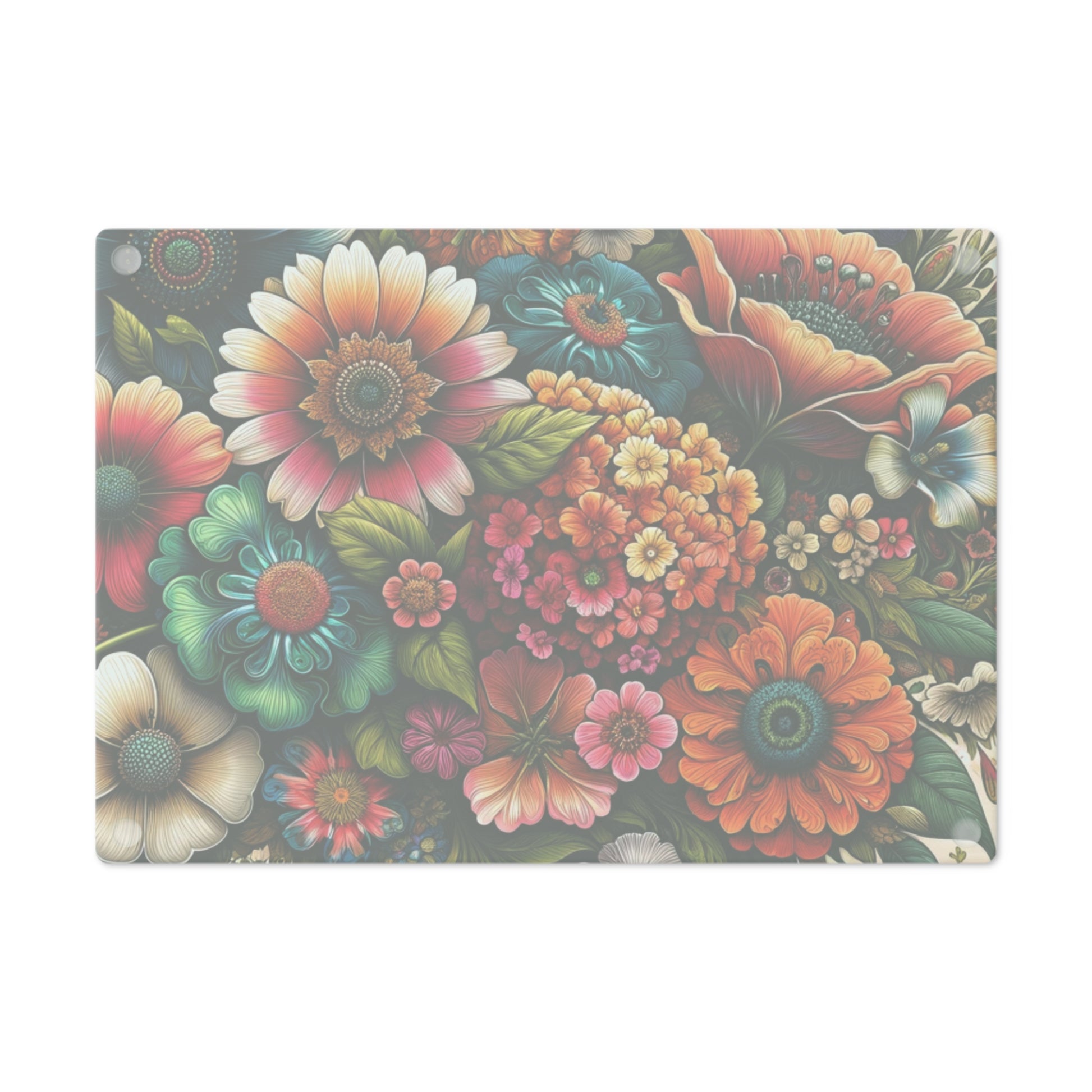 Cutting Board Bright Floral Tempered Glass Cutting Board Durable Kitchen Decor with Elegant Flower Design, Housewarming, New House Gift - MRSBYVALLE