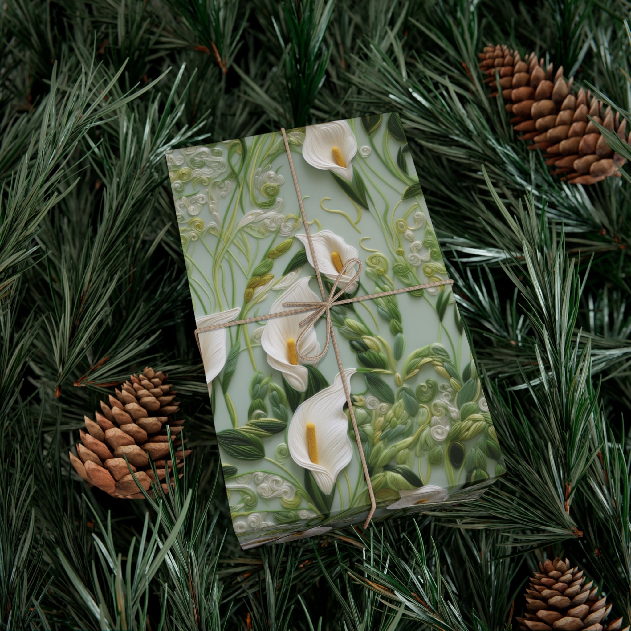 Elegant Calla Lily Wrapping Paper Beautiful Floral Design for Christmas, Birthdays & Special Occasions | Premium Gift Wrap for Nature Lovers Luxurious - MRSBYVALLE