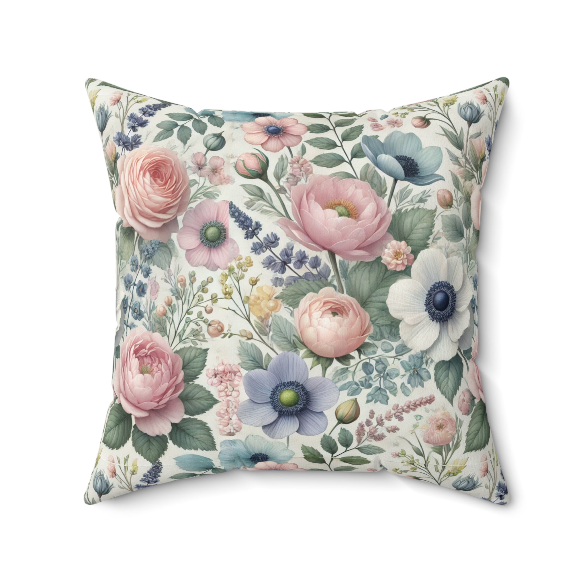 Floral Pastel Square Pillow  Stylish Home Decor Accent for Living Room, Bedroom, or Gifts | Soft & Durable 100% Polyester with Double-Sided Print - MRSBYVALLE