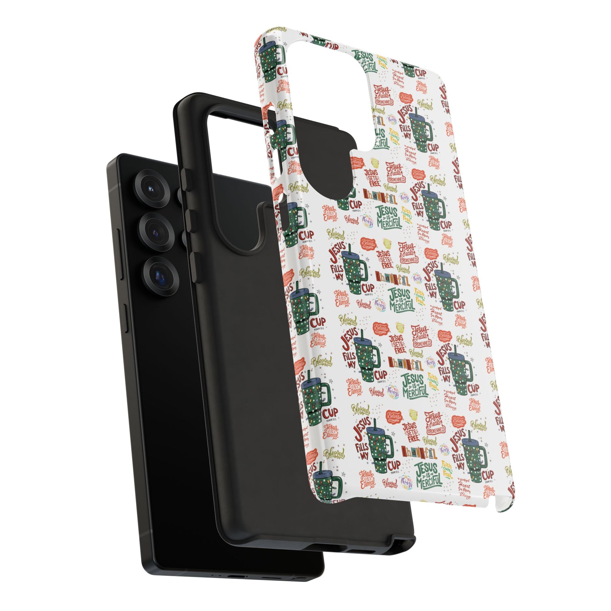 Jesus Fill My Cup Phone Case Cute Floral Design in Red, Pink, Blue – Aesthetic Protective Case for iPhone and  Android