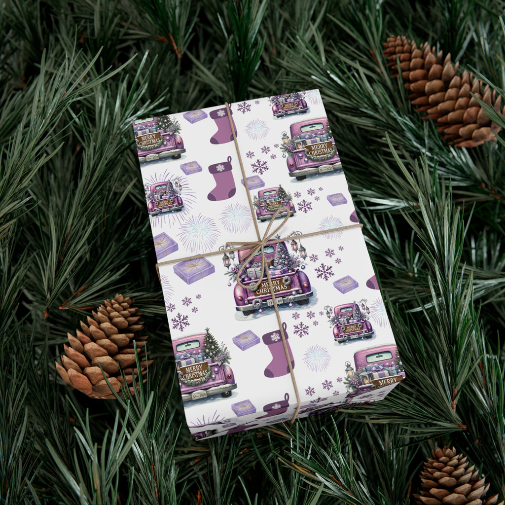 Elegant Lavender Christmas Wrapping Paper Soft Pastel Design with Snowflakes and Sparkling Accents, Perfect for Adding a Unique Touch to Your Holiday Gifts - MRSBYVALLE