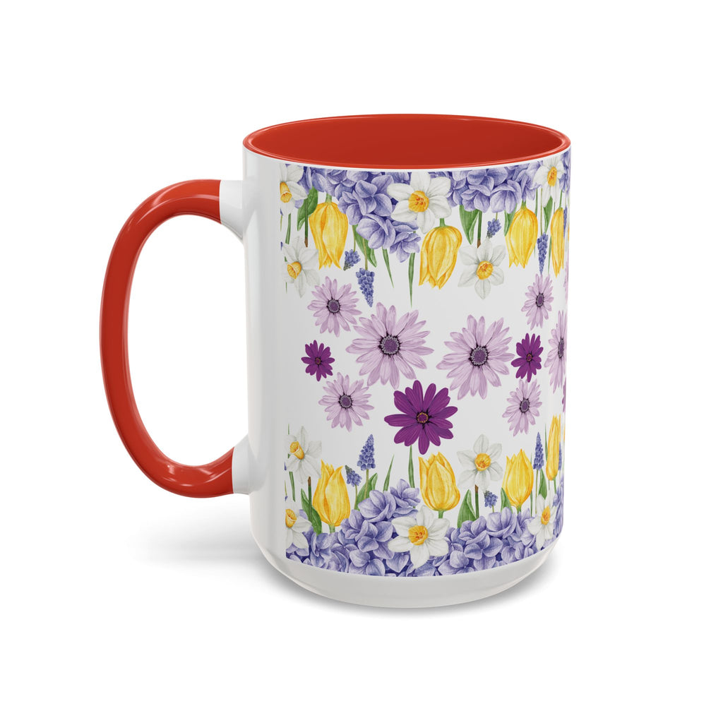 Botanical Floral Mug  Lavender & Yellow Flowers, Ceramic 11oz & 15oz Cup, Ideal Gift for Coffee Lovers, Mother's Day, or Cozy Spring Mornings