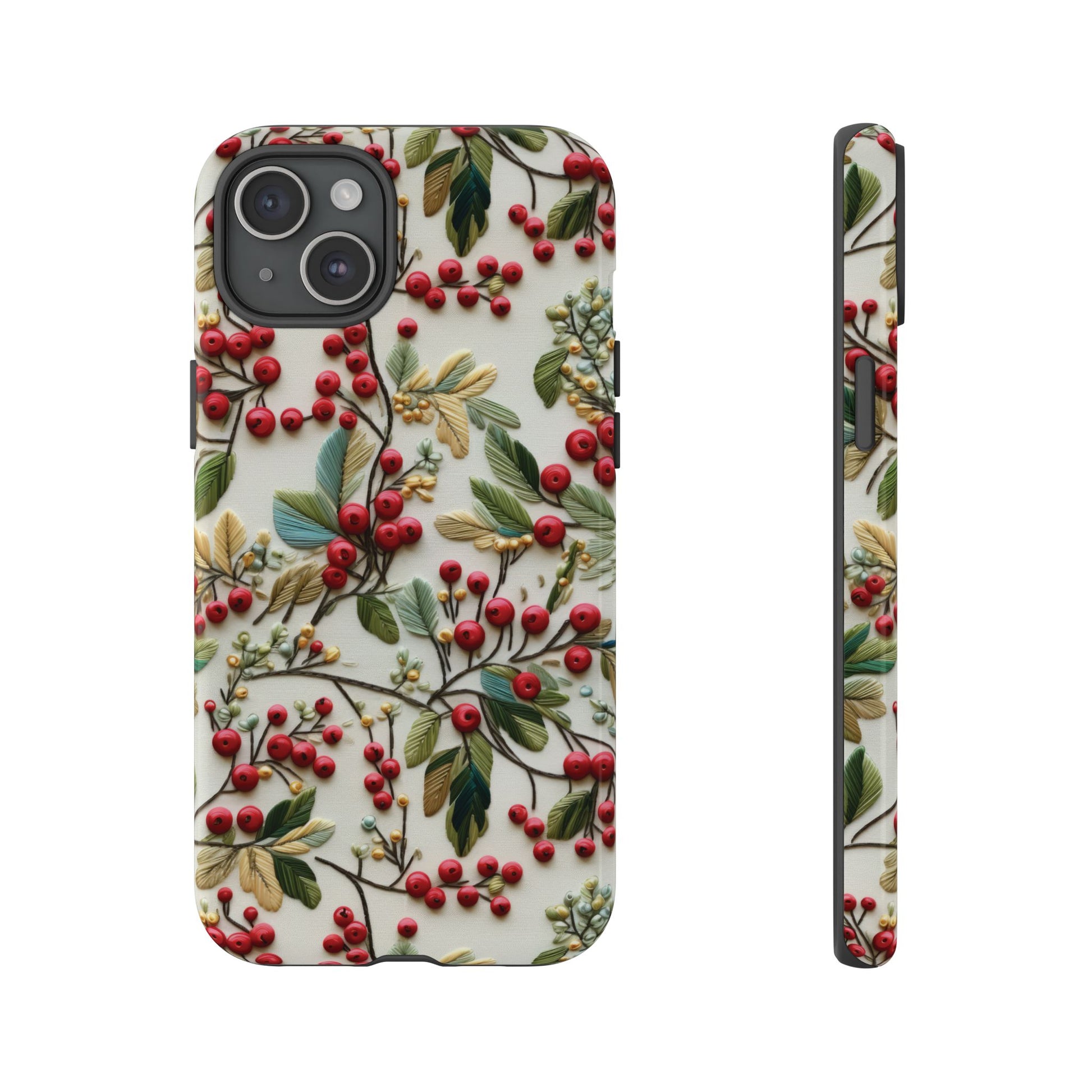 Holly Christmas Wildflowers Boho Chic Design Phone Case - Stylish, Protective Cover for All Models Gift for Mom Accessory Gift for Her