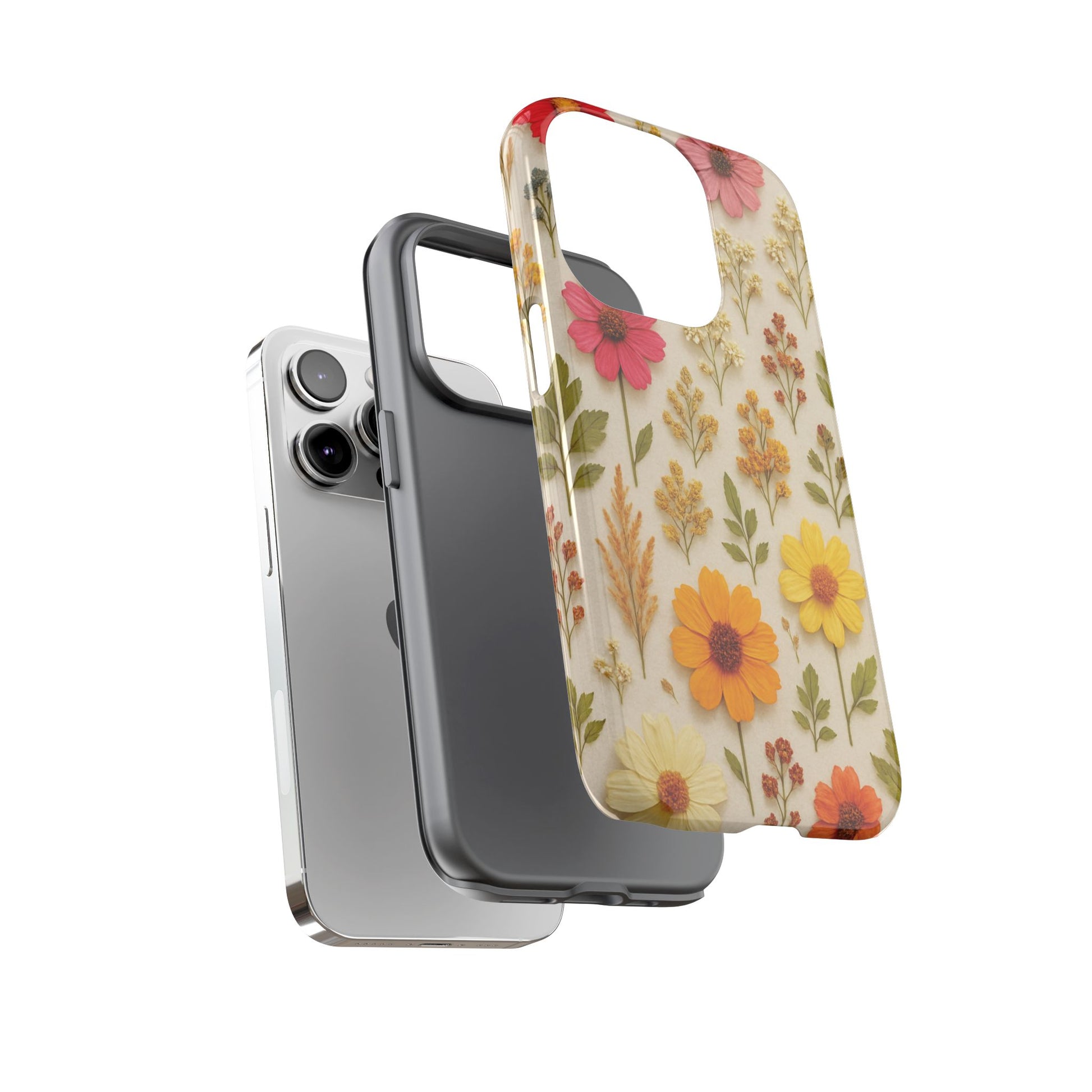 Dried Flowers Illusion Phone Case – Realistic Botanical Aesthetic, Colorful Pressed Floral Art, Trendy Nature-Inspired Protective Cover  iPhone & Samsung Models