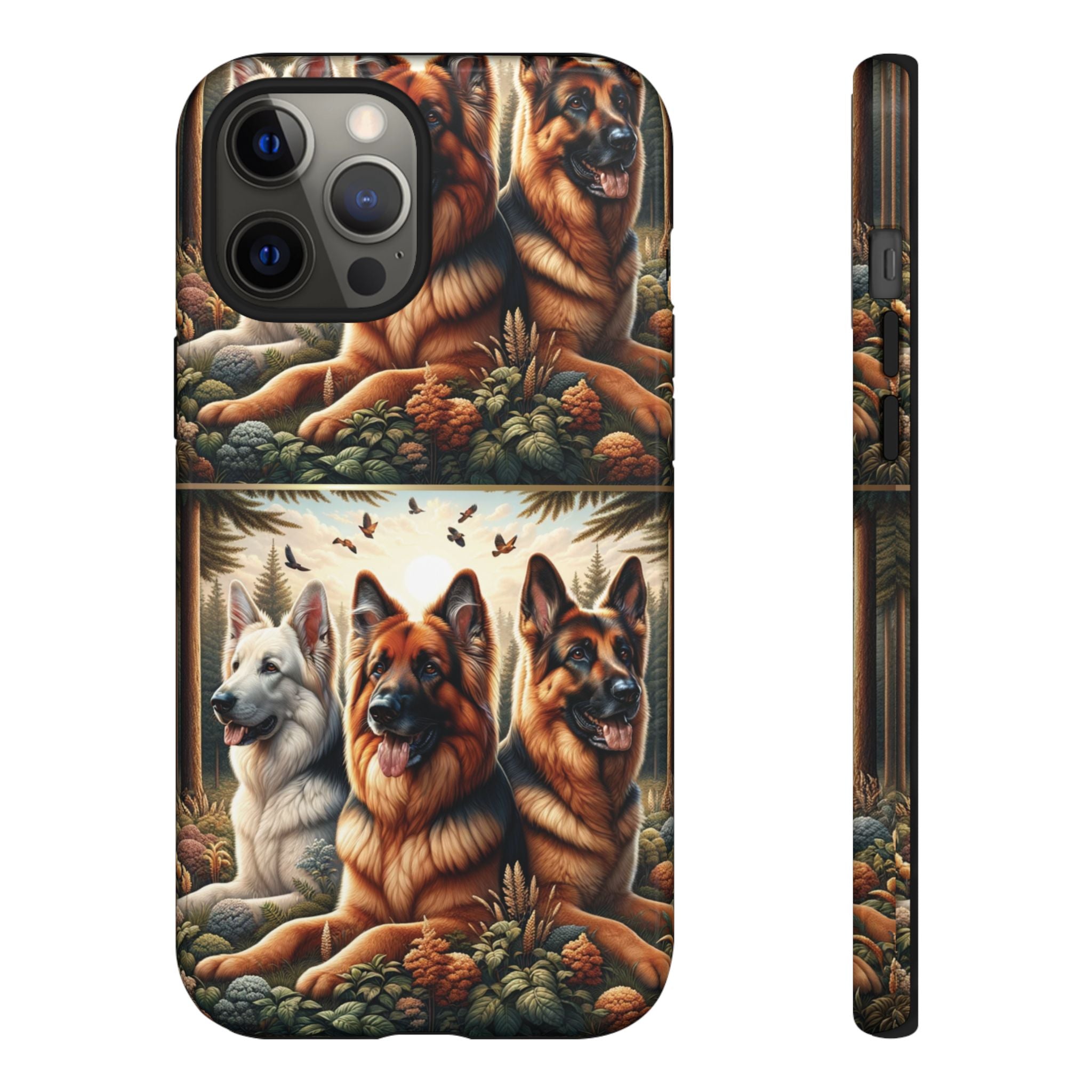 German Shepherd Phone Tough Case Floral Elegant Durable Dog Lover Devices iPhone 15, Samsung iPhone Samsung Accessory Gift for Her