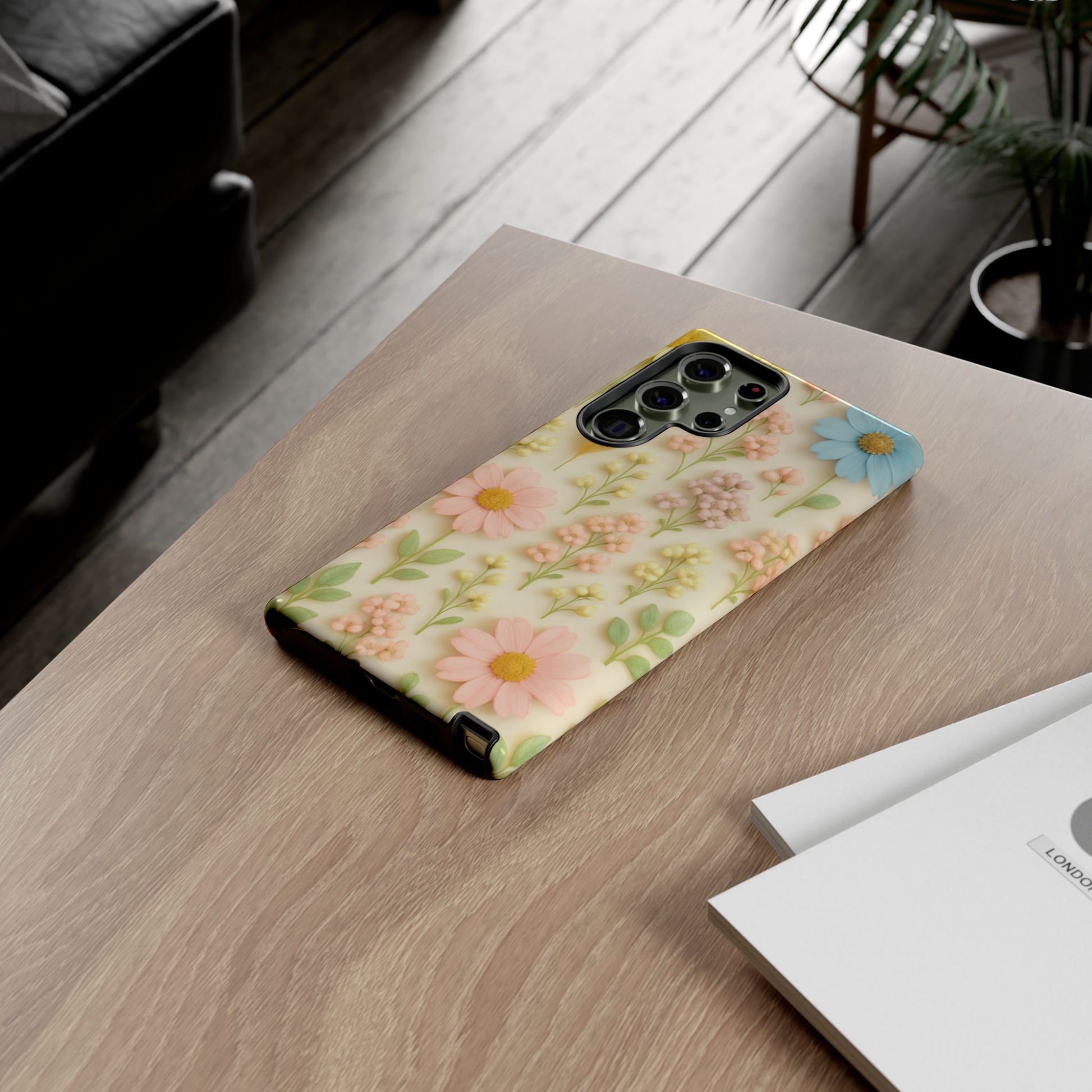 Pastel Dried Flowers Illusion Phone Case 3D Realistic Pressed Floral Design, Bright Botanical Aesthetic, Soft Nature-Inspired CoveriPhone & Galaxy