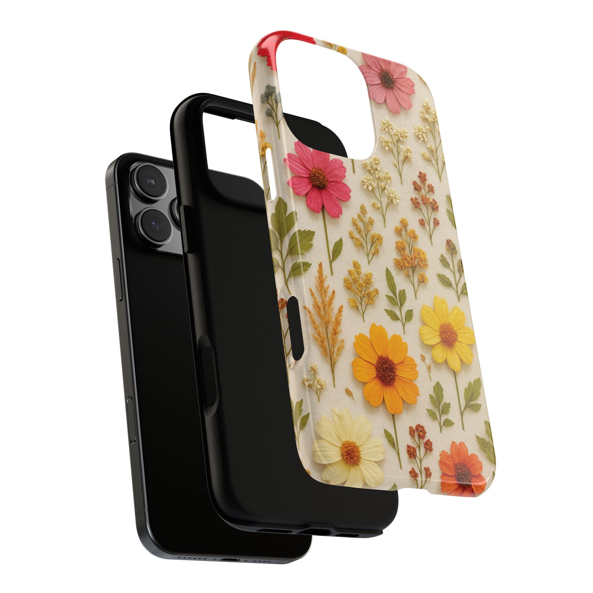 Dried Flowers Illusion Phone Case – Realistic Botanical Aesthetic, Colorful Pressed Floral Art, Trendy Nature-Inspired Protective Cover  iPhone & Samsung Models