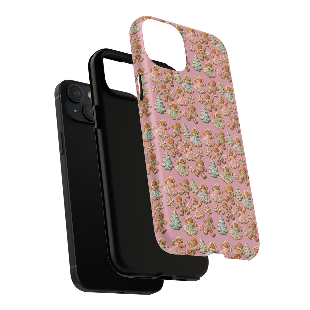Phone Case — Pink Gingerbread Cookies Pattern Tough Magnetic Case