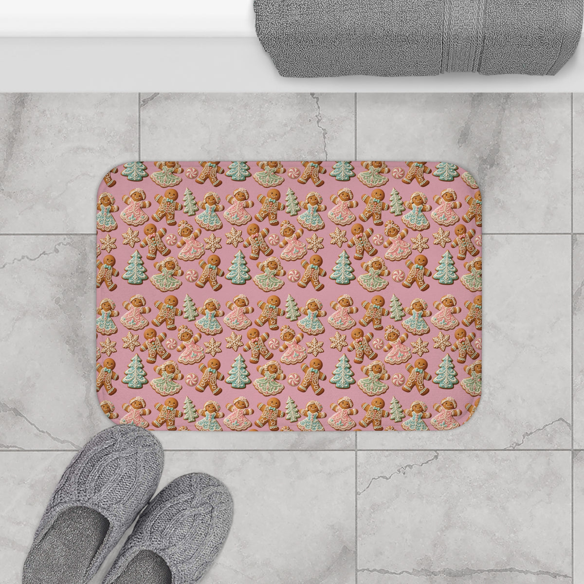 Gingerbread Cookies Pink Holiday Bath Mat update Bathroom
