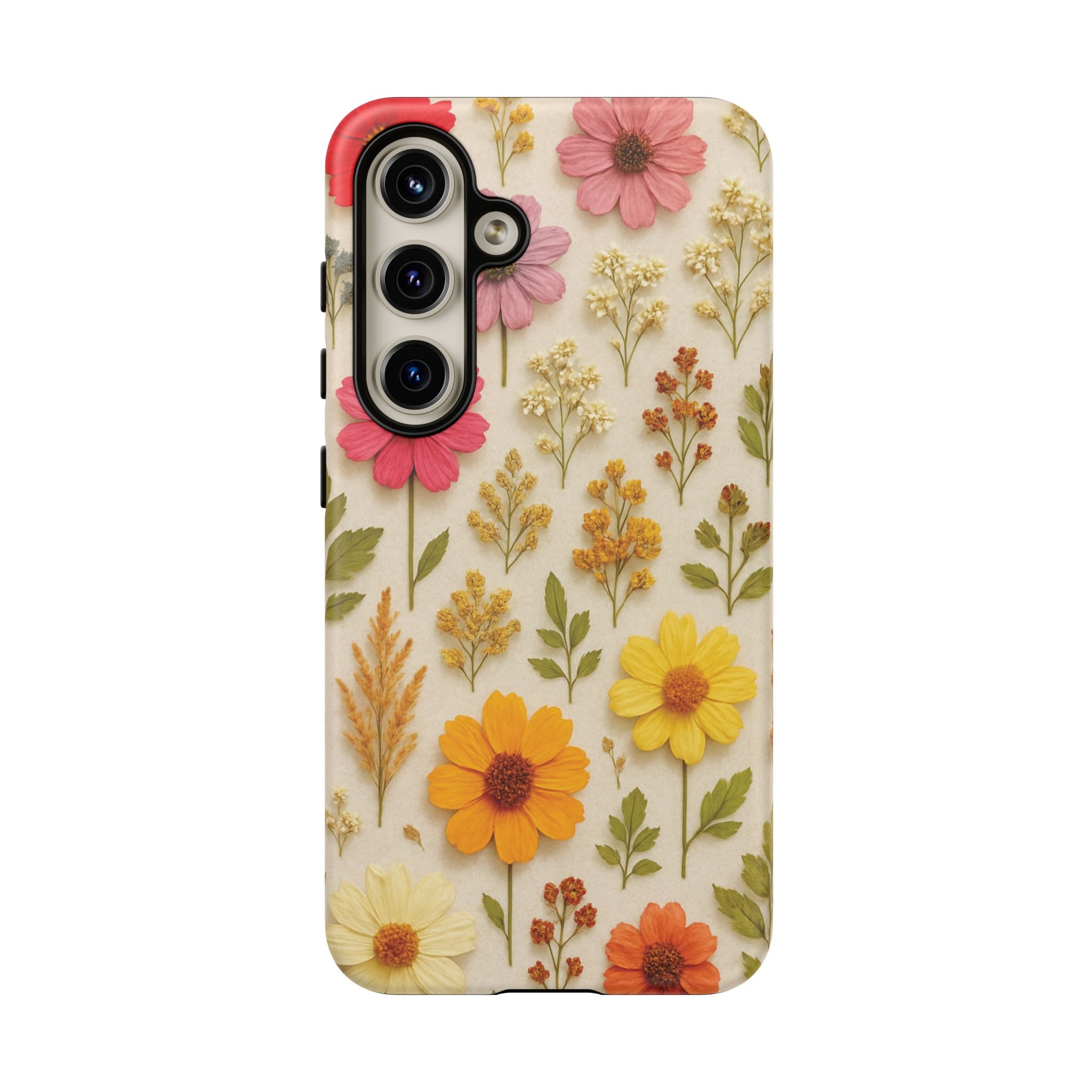 Dried Flowers Illusion Phone Case – Realistic Botanical Aesthetic, Colorful Pressed Floral Art, Trendy Nature-Inspired Protective Cover  iPhone & Samsung Models