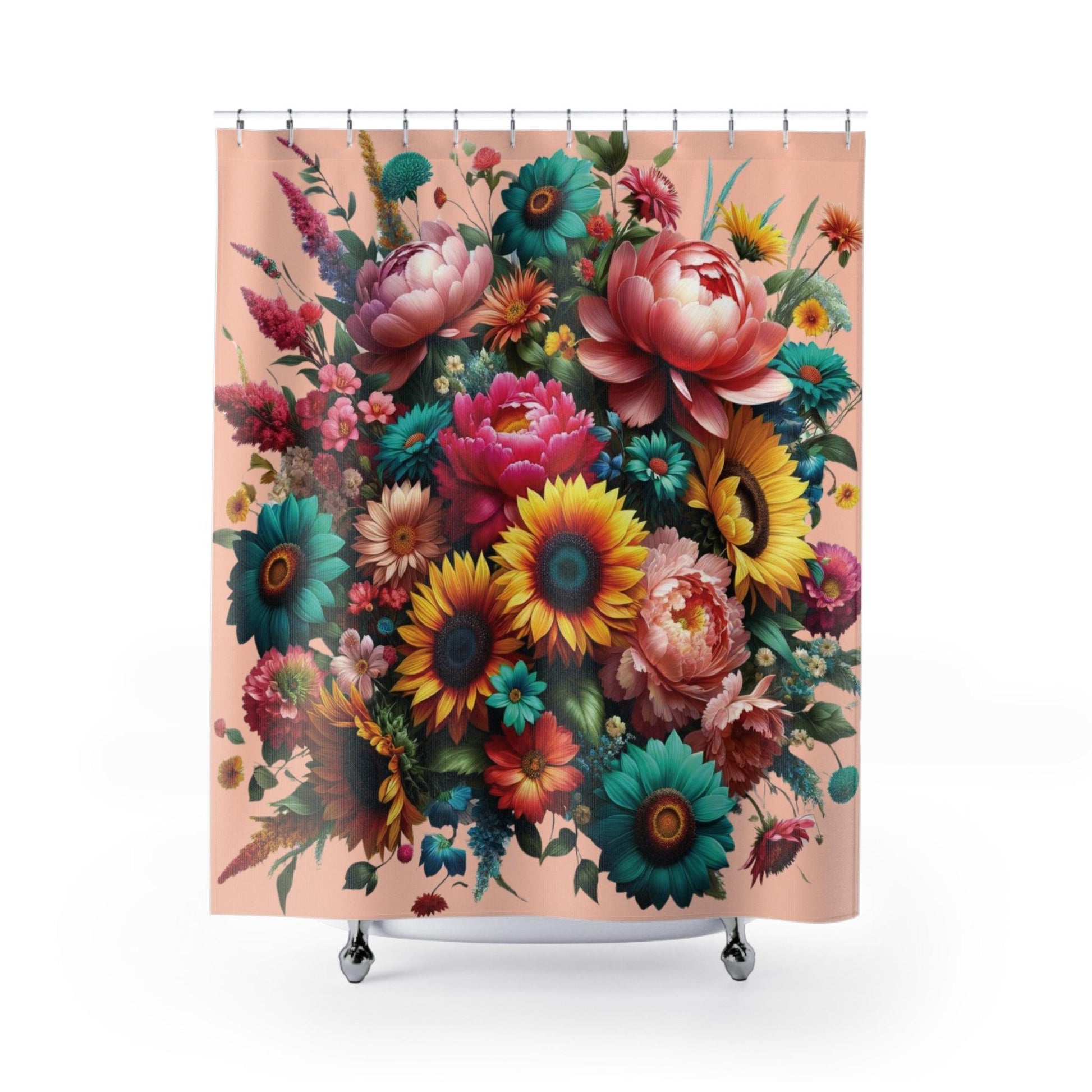 New House White Cherry Blossom Turquoise Shower Curtain Elegant, Seamless Design for Modern Bathroom Decor | Perfect Home Update Functionality for Your Bathroom Decor 71x74 Bathroom Housewarming New House Gift Newlywed Wedding Gift - MRSBYVALLE