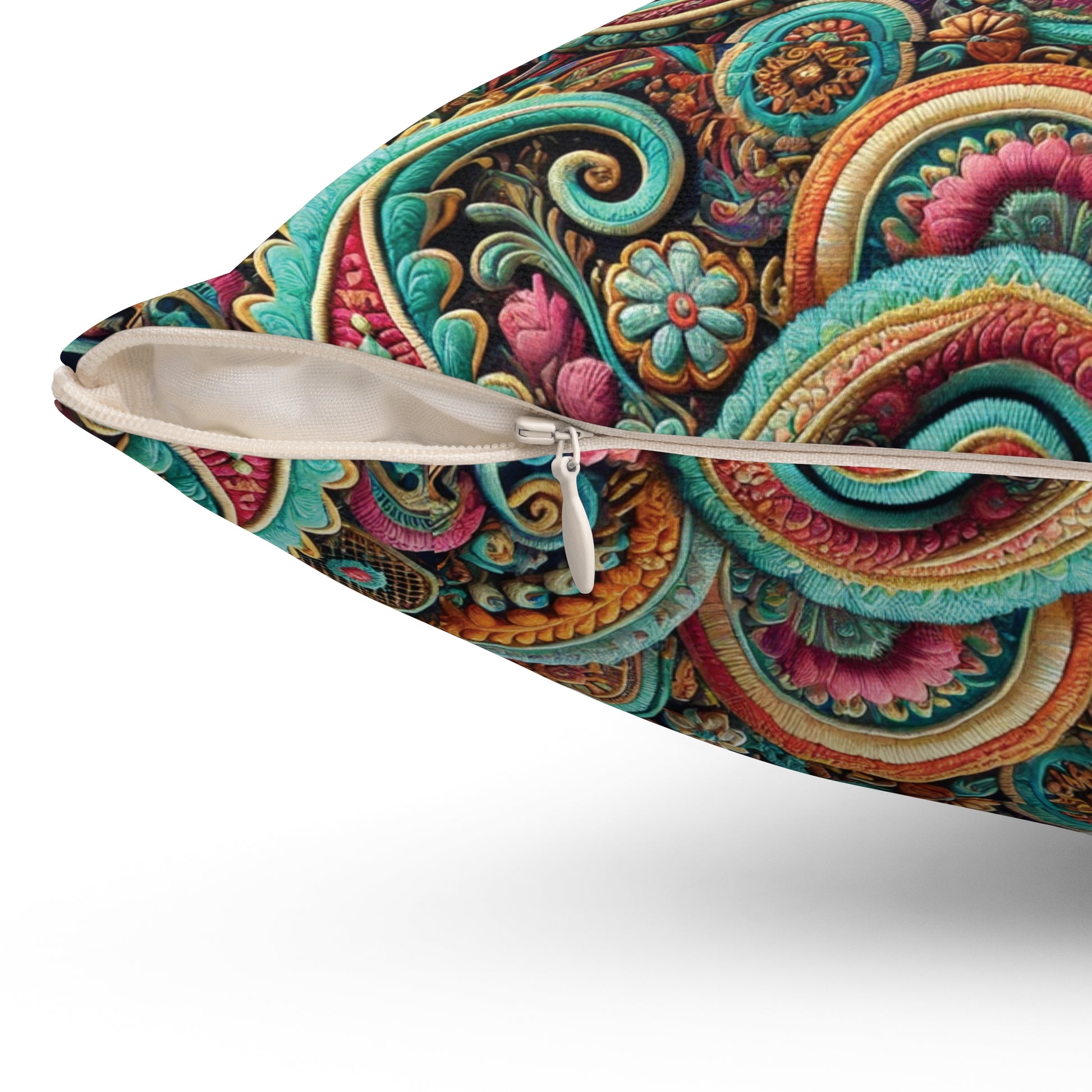 Paisley Floral Pastel Square Pillow Stylish Home Decor Accent for Living Room, Bedroom, or Gifts | Soft & Durable 100% Polyester with Double-Sided Print