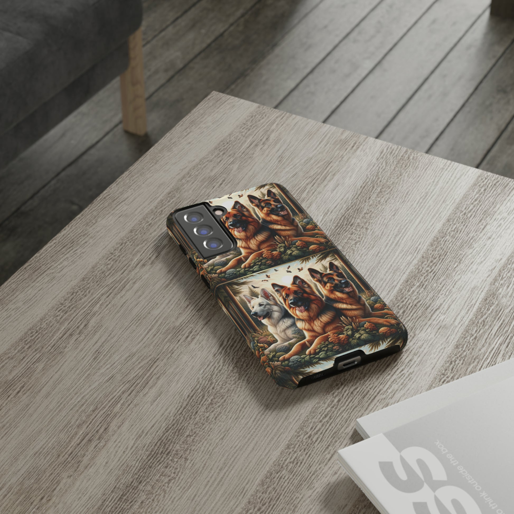 German Shepherd Phone Tough Case Floral Elegant Durable Dog Lover Devices iPhone 15, Samsung iPhone Samsung Accessory Gift for Her.