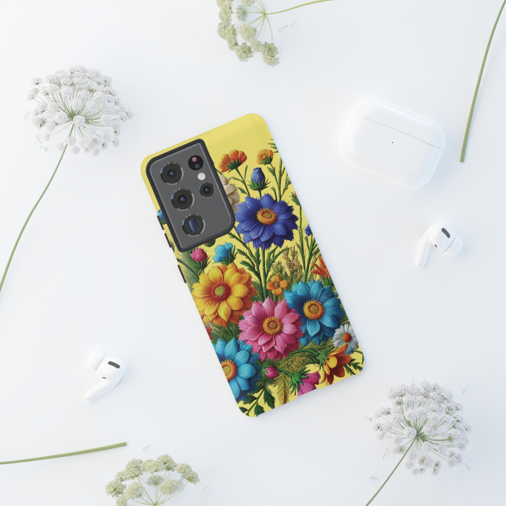 Phone Case Yellow Bright Floral Protective Phone Case Gift for Her Phone 15, Samsung iPhone Samsung  iPhone 15, Samsung iPhone Samsung Accessory Gift for Her