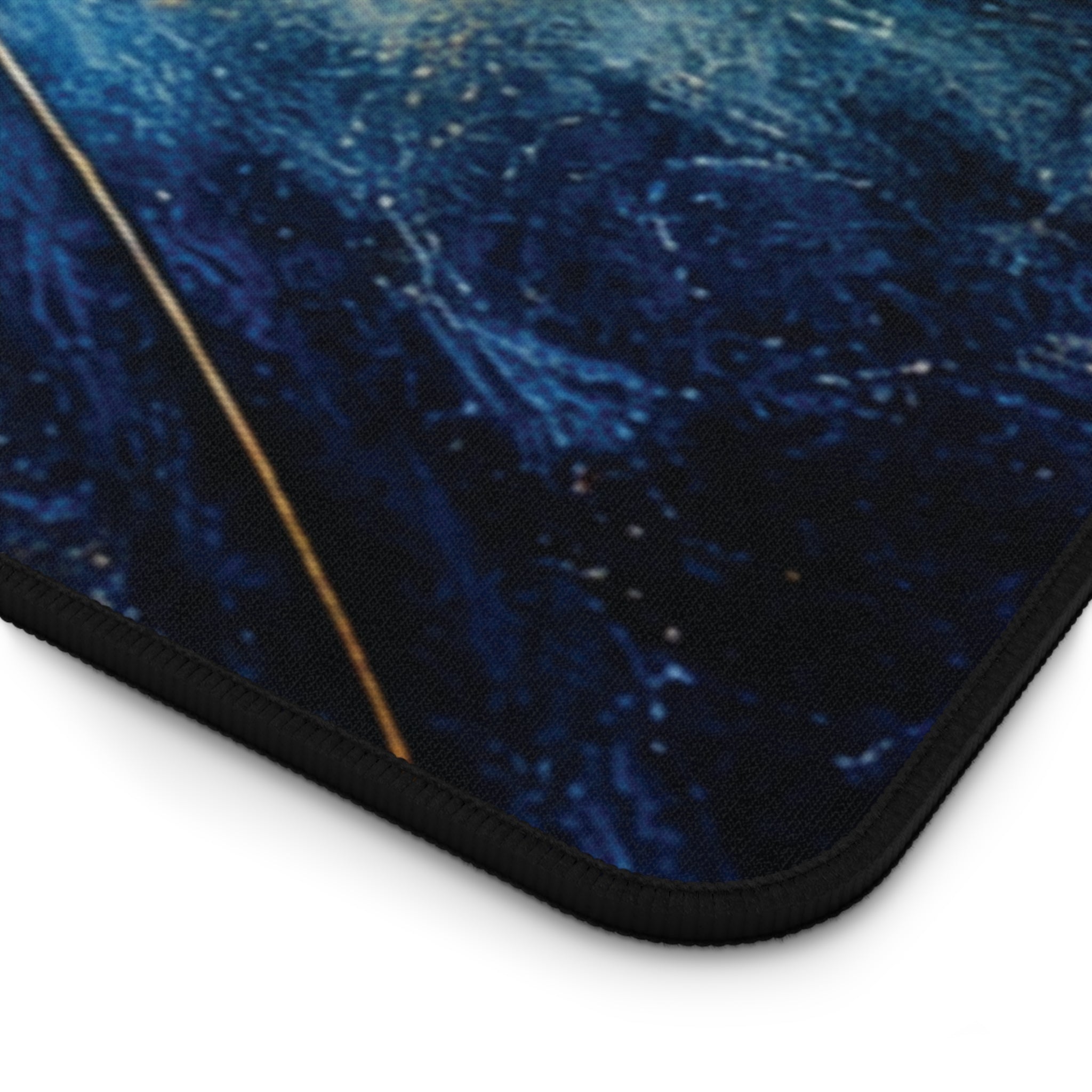 Gilded Convergence Blue & Gold NeoDeco Desk Mat — Luxury Office Desk Mat