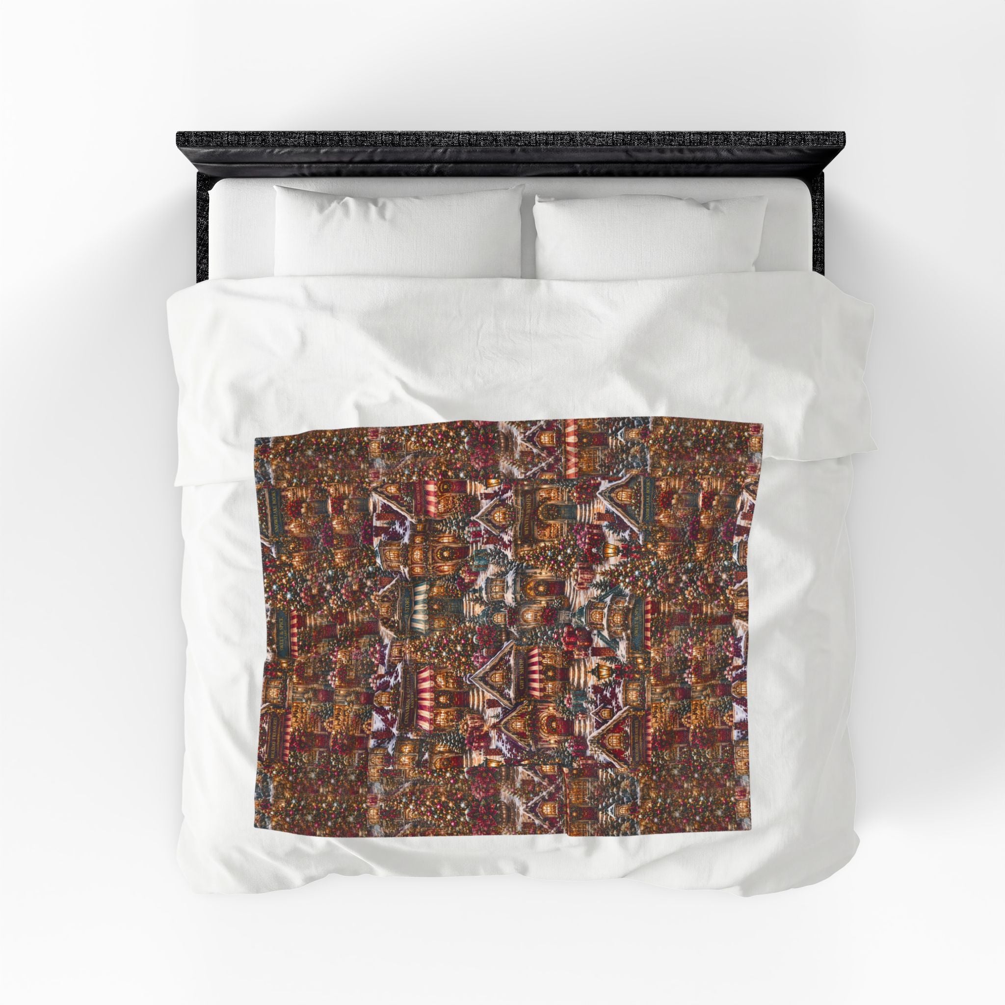 Cozy Christmas Village Velveteen Plush Blanket — Festive Holiday Cottage Throw Perfect Gift