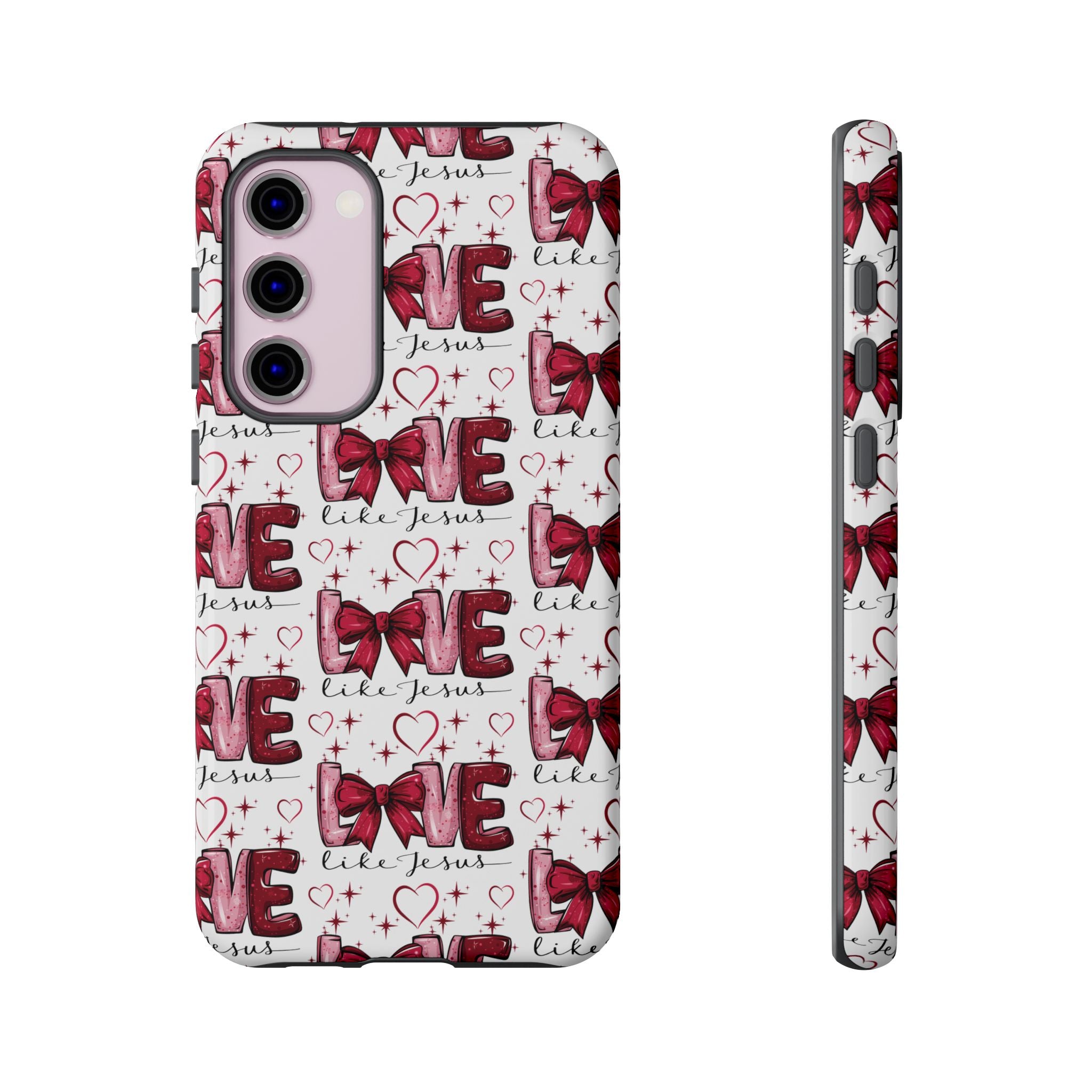 Love Like Jesus Red Bows and Hearts—Tough, Faithful Phone Cases & Religious iPhone Accessories: Protect Your Device & Show Your Faith