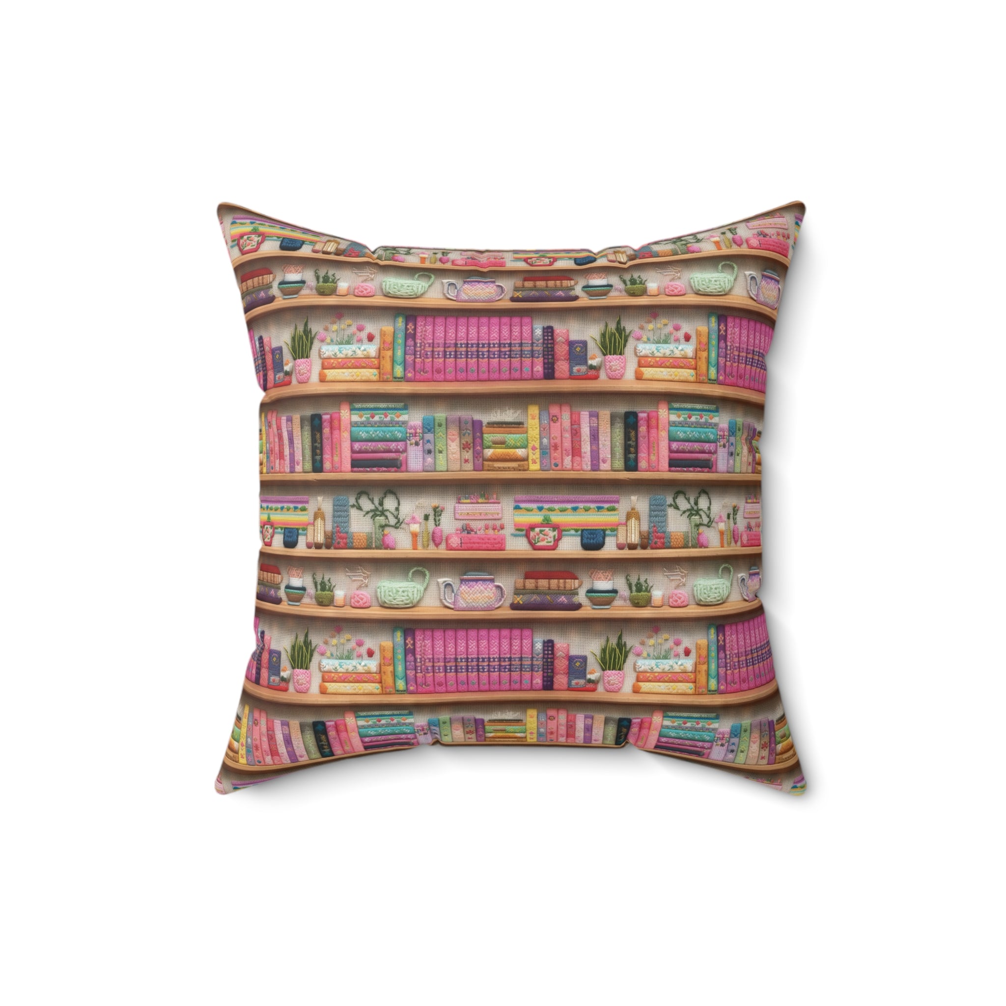 Books Chic 3D Embroidery Illusion  Flowers Square Pillow for Sofa, Bed, or Chair Premium Quality, Soft, and Durable | Perfect for Couch, Bed, or Chair | Elegant Bedrooms Pillow Gift New House, Bridal Shower