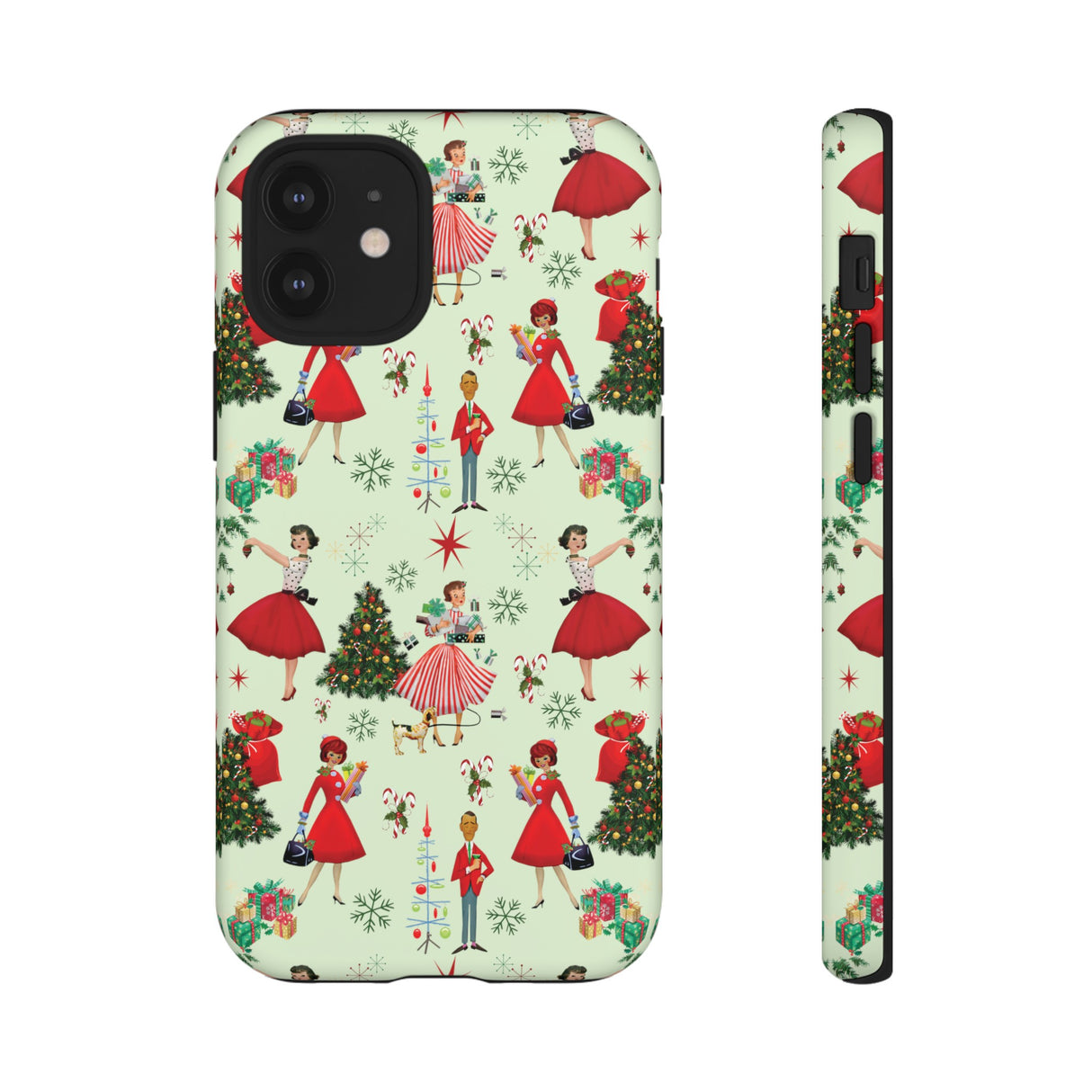 1950s Vintage Phone Case - Retro Christmas Design | Unique Holiday Protection for Your Device | Stylish & Durable Cover Gift for Her Phone 15, Samsung iPhone Samsung Accessory Gift for Her