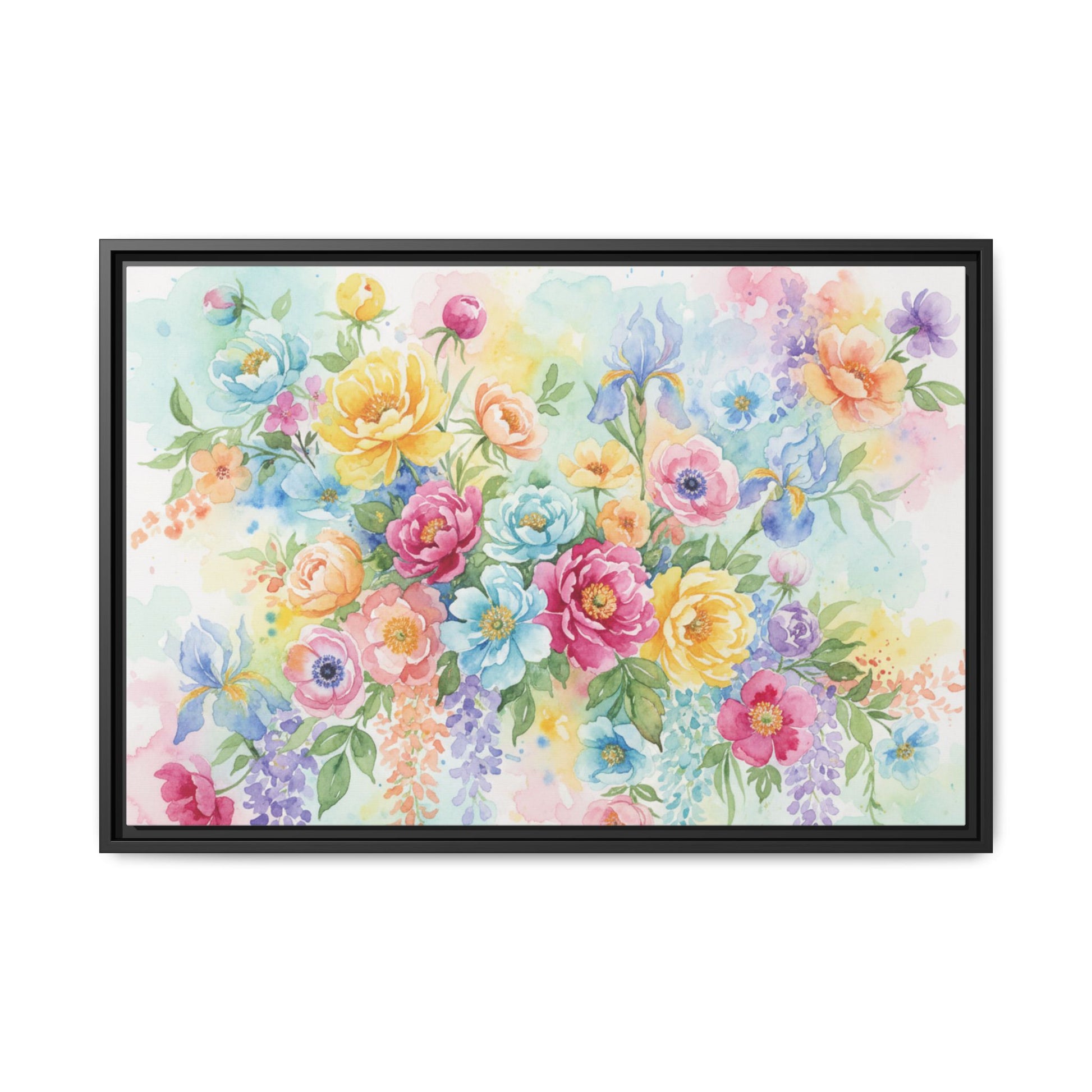 Watercolor Floral Bouquet Canvas, Framed Matte Wall Art | Multi-Color Wall Art