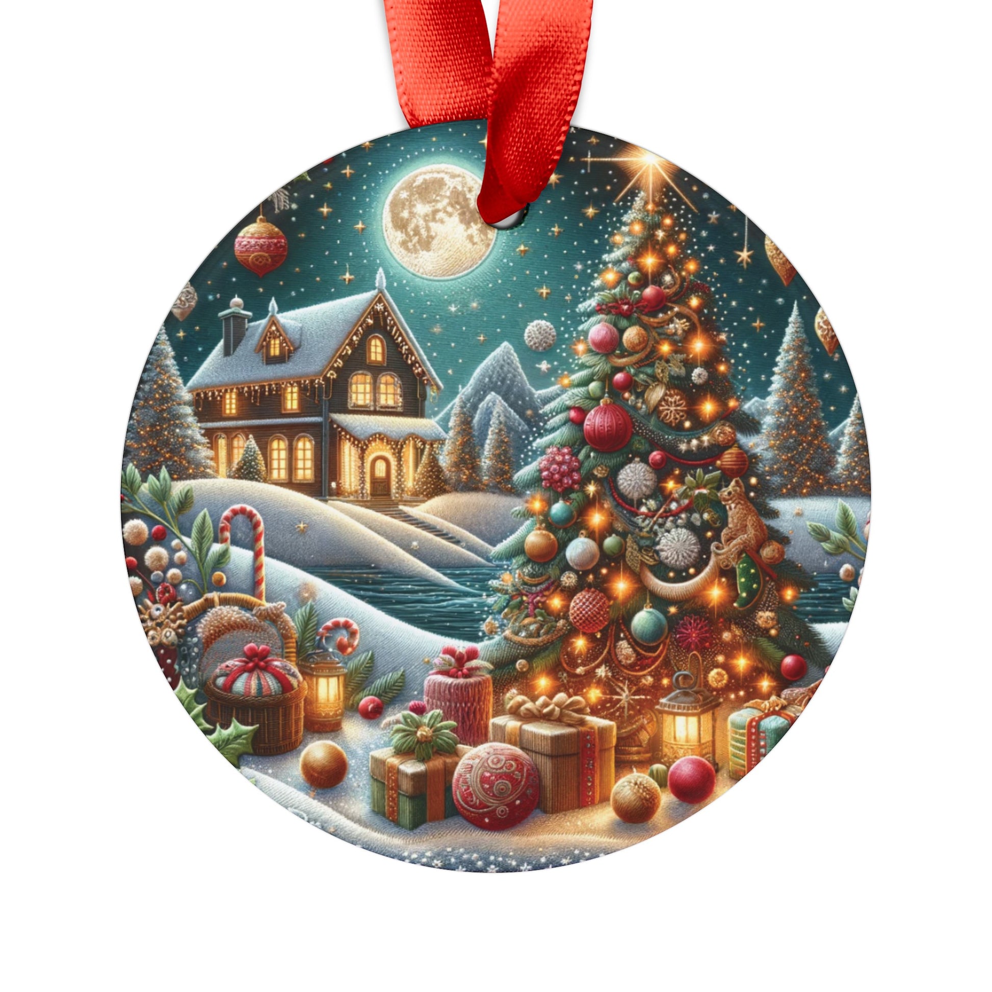 Christmas Acrylic Ornament Elegant Design Ornament with Ribbon Perfect Christmas Decoration | Durable Holiday Keepsake | Charming Winter Design | Ideal for Tree Trimming and Gift Giving - MRSBYVALLE