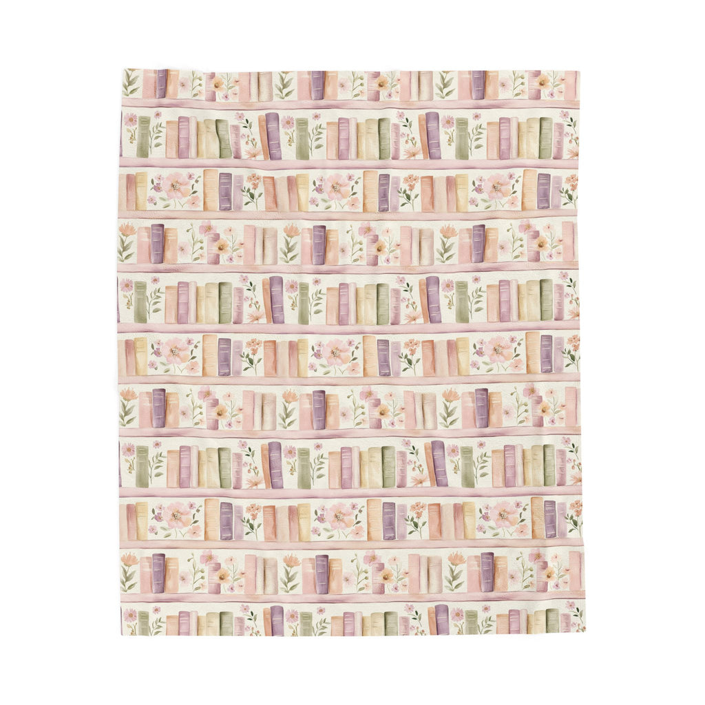 Couverture douillette en velours fleuri « Lavender Books » pour coin lecture