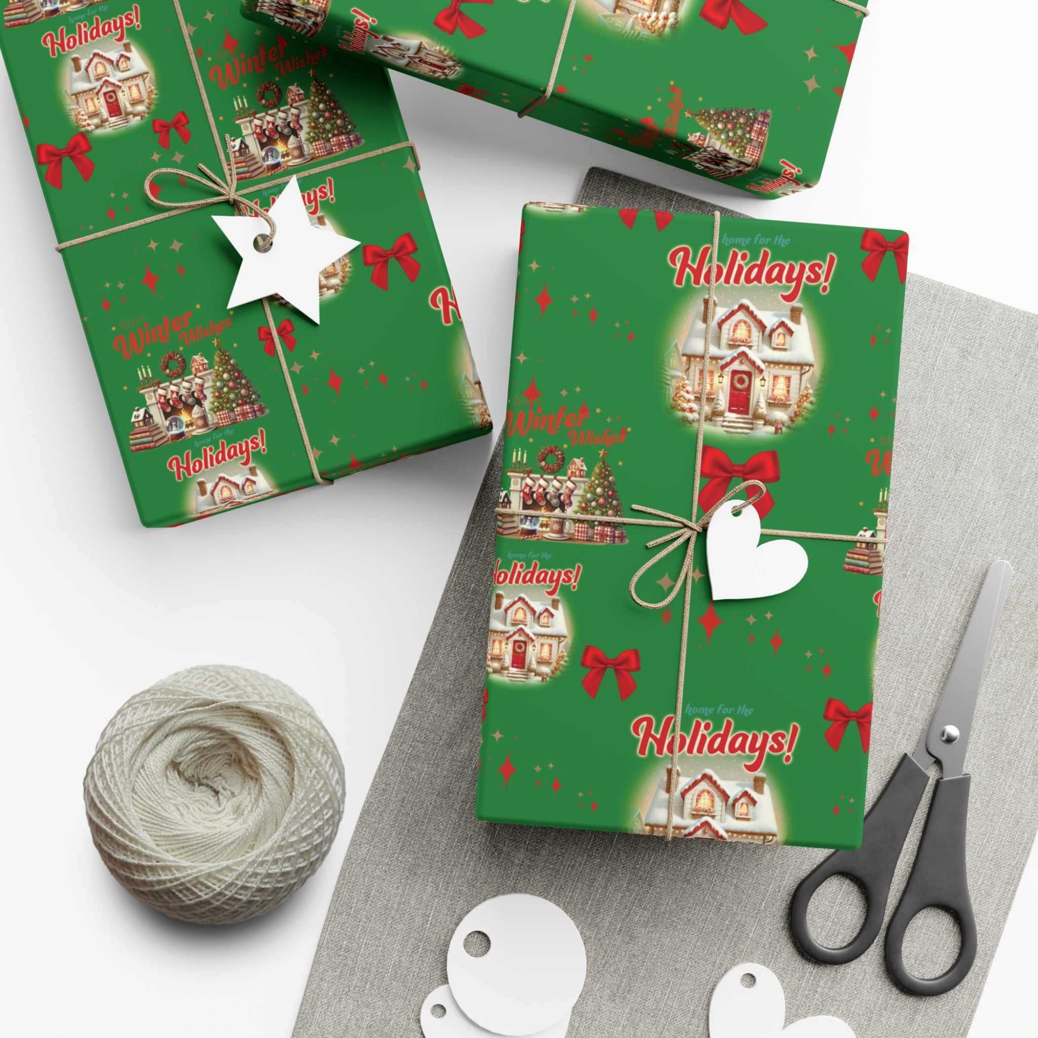 Retro Christmas Scenes Wrapping Paper - Forest Green Holiday Gift Wrap with Vintage Vibes, Perfect for Festive Presents, Nostalgic Holiday Decor, and Gift Wrapping Premium Quality - MRSBYVALLE