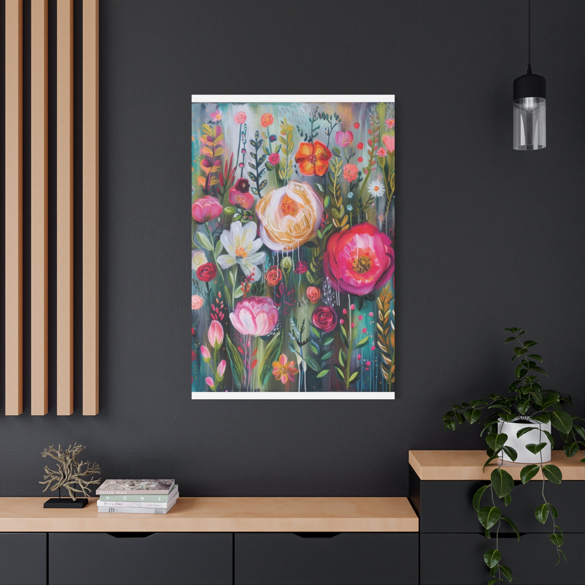 Watercolor Boho Floral Wall Art Matte Canvas Stretched, Vibrant Botanical Design, Perfect for Living Room, Bedroom, or Office Decor, Adds a Stylish Touch to Any Space - MRSBYVALLE